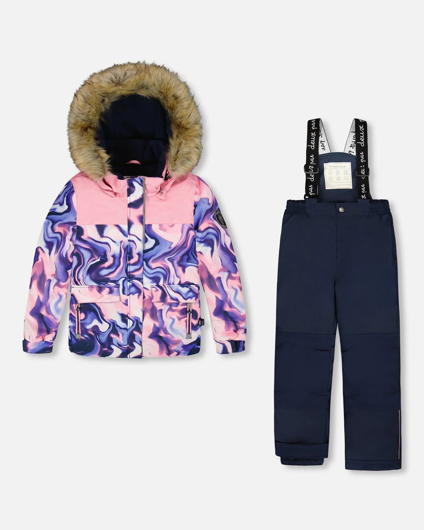 Two-Piece Discover Snowsuit With Printed Jacket Navy Blue - Deux par Deux