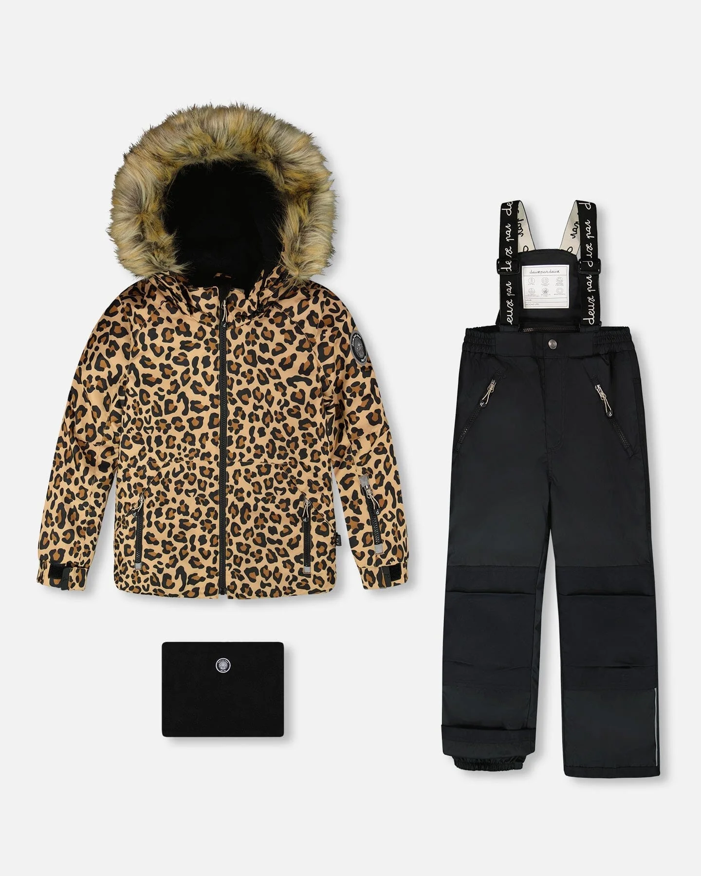 Two-Piece Play Snowsuit With Animal Print Jacket Black - Deux par Deux