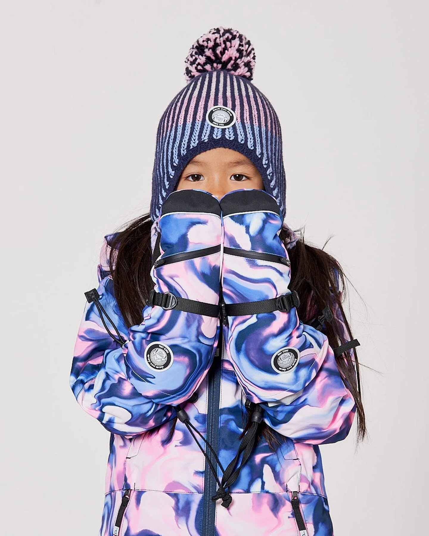 Winter Mittens Teknik Pink And Blue Marble - Deux par Deux