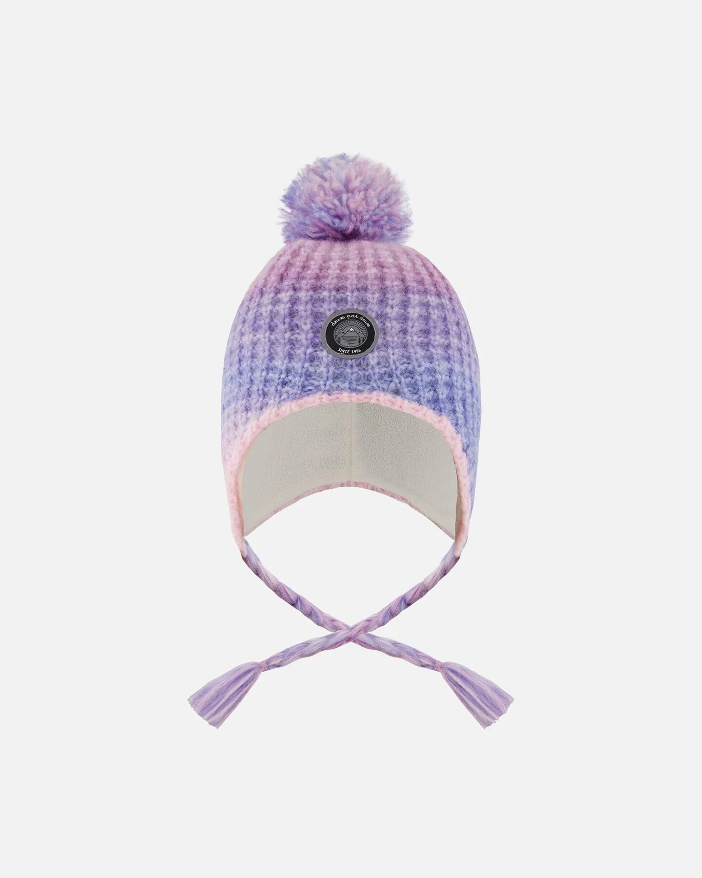 Lined Peruvian Knit Pompom Hat Blue, Purple And Pink - Deux par Deux