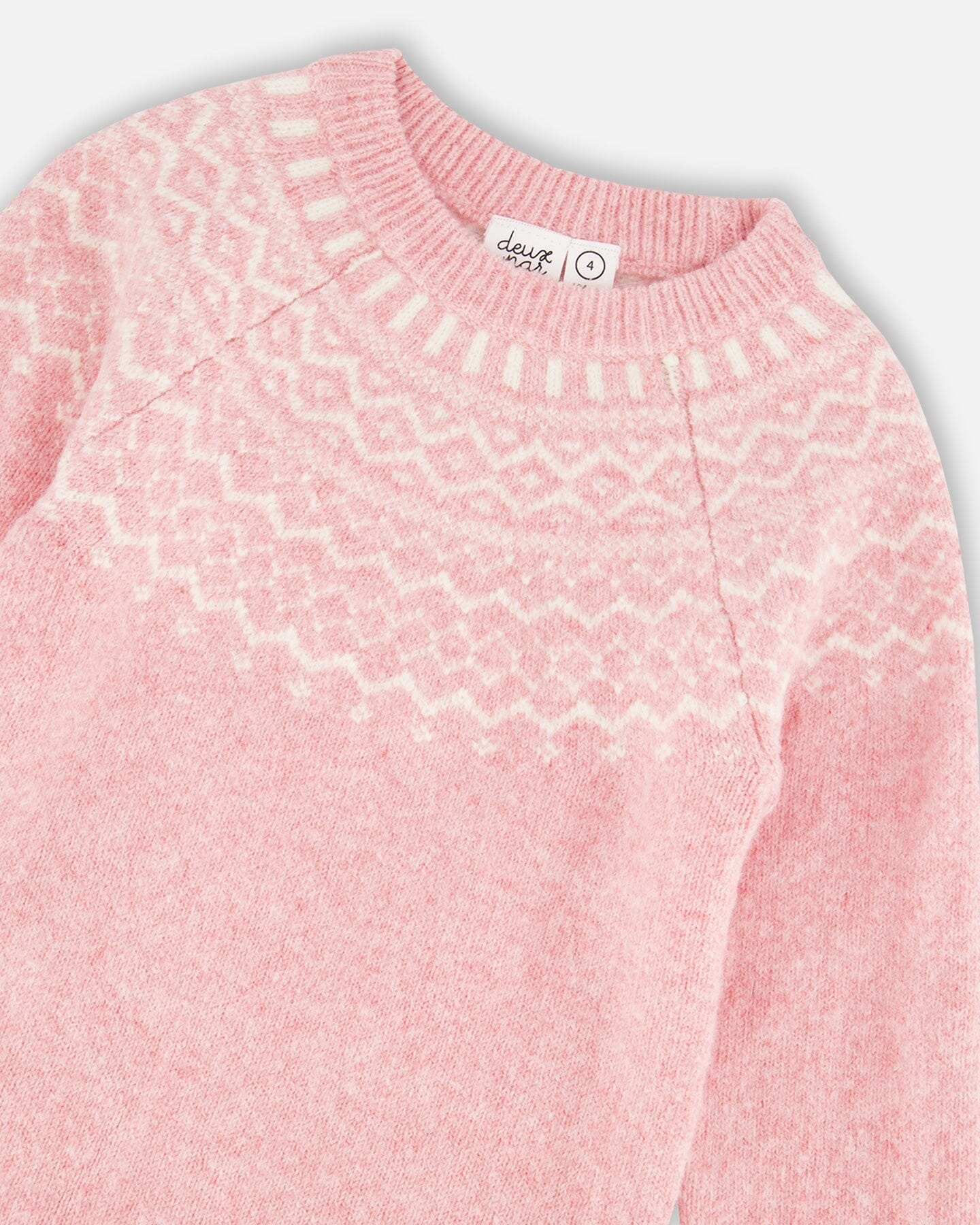 Knitted Dress With Norvegian Jacquard Dusty Pink - Deux par Deux