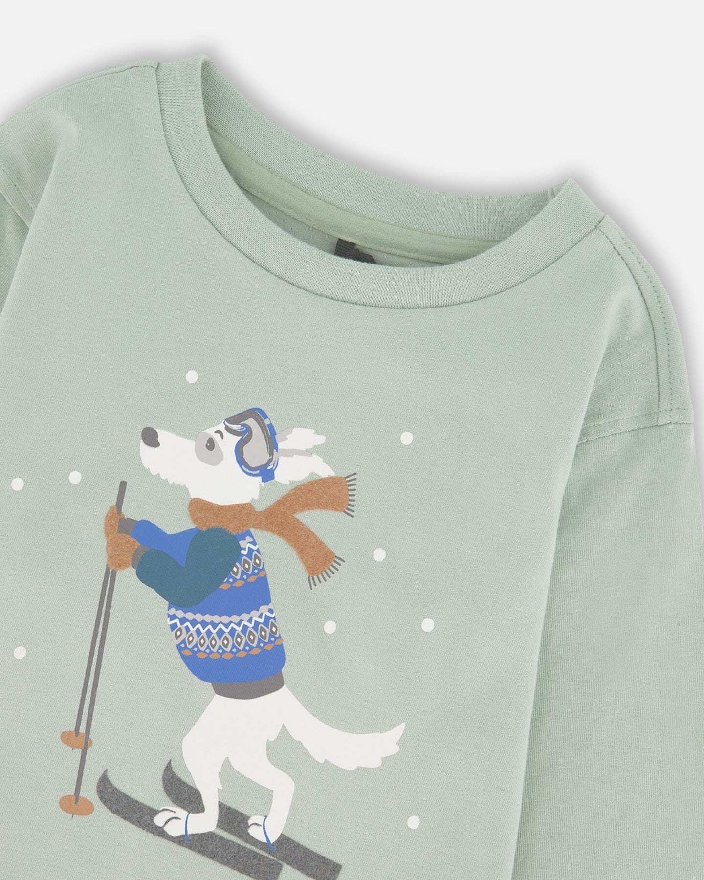 Long Sleeve Organic Cotton Jersey Tee Jade Green - Deux par Deux