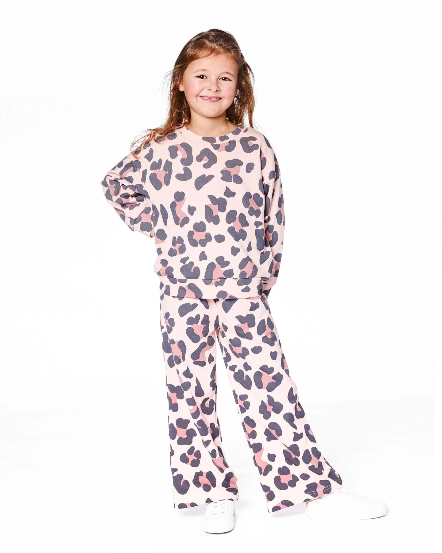 French Terry Sweatshirt Pink Leopard - Deux par Deux