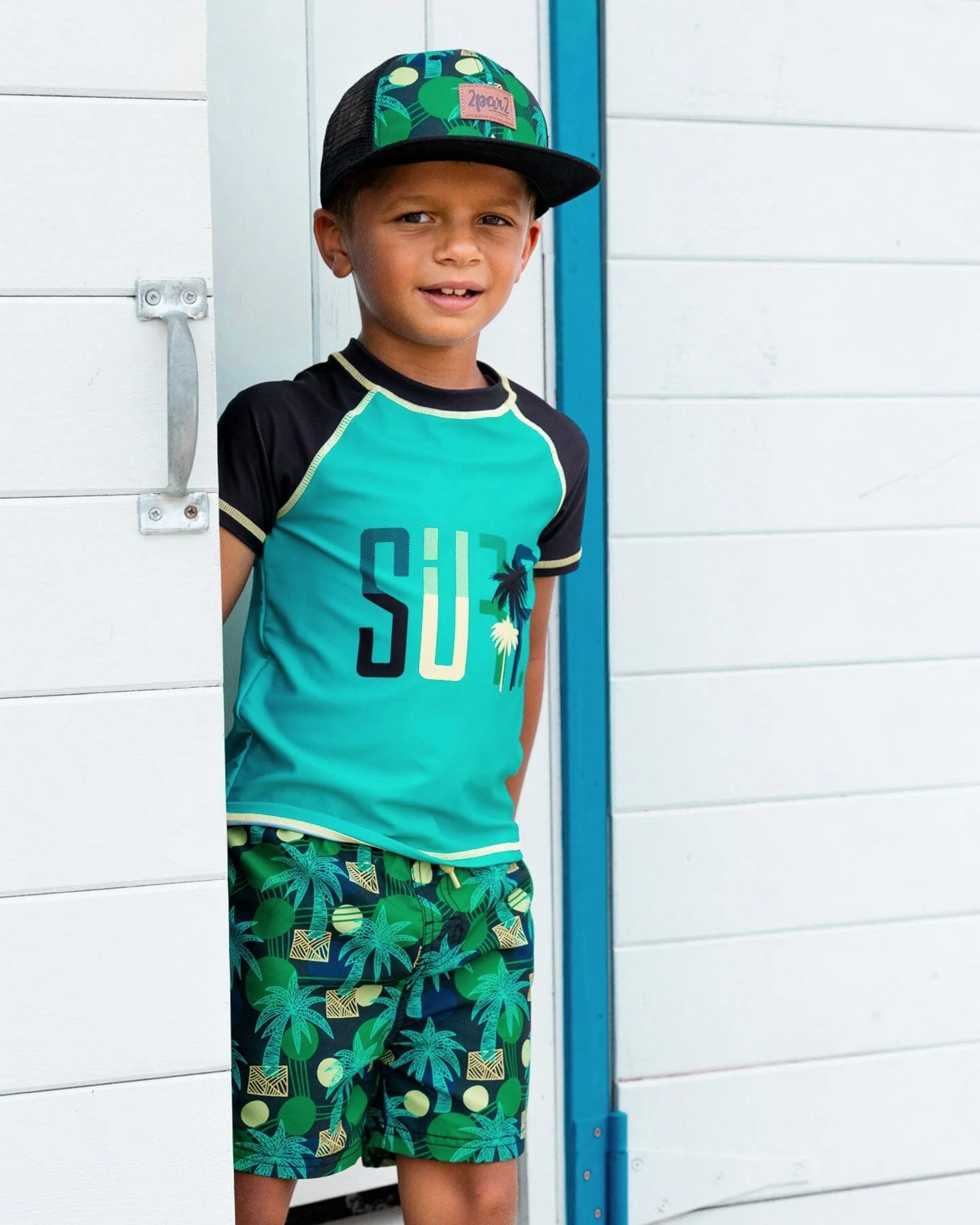 Printed Cap Green Jungle On Black - Deux par Deux