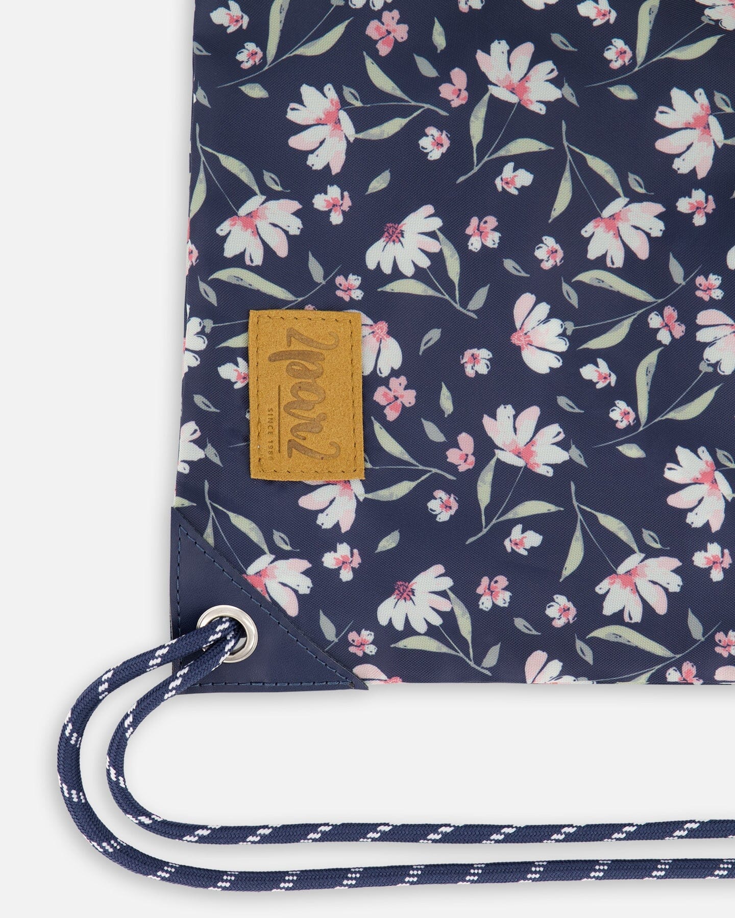 Drawstring Bag Navy Flower Print - Deux par Deux