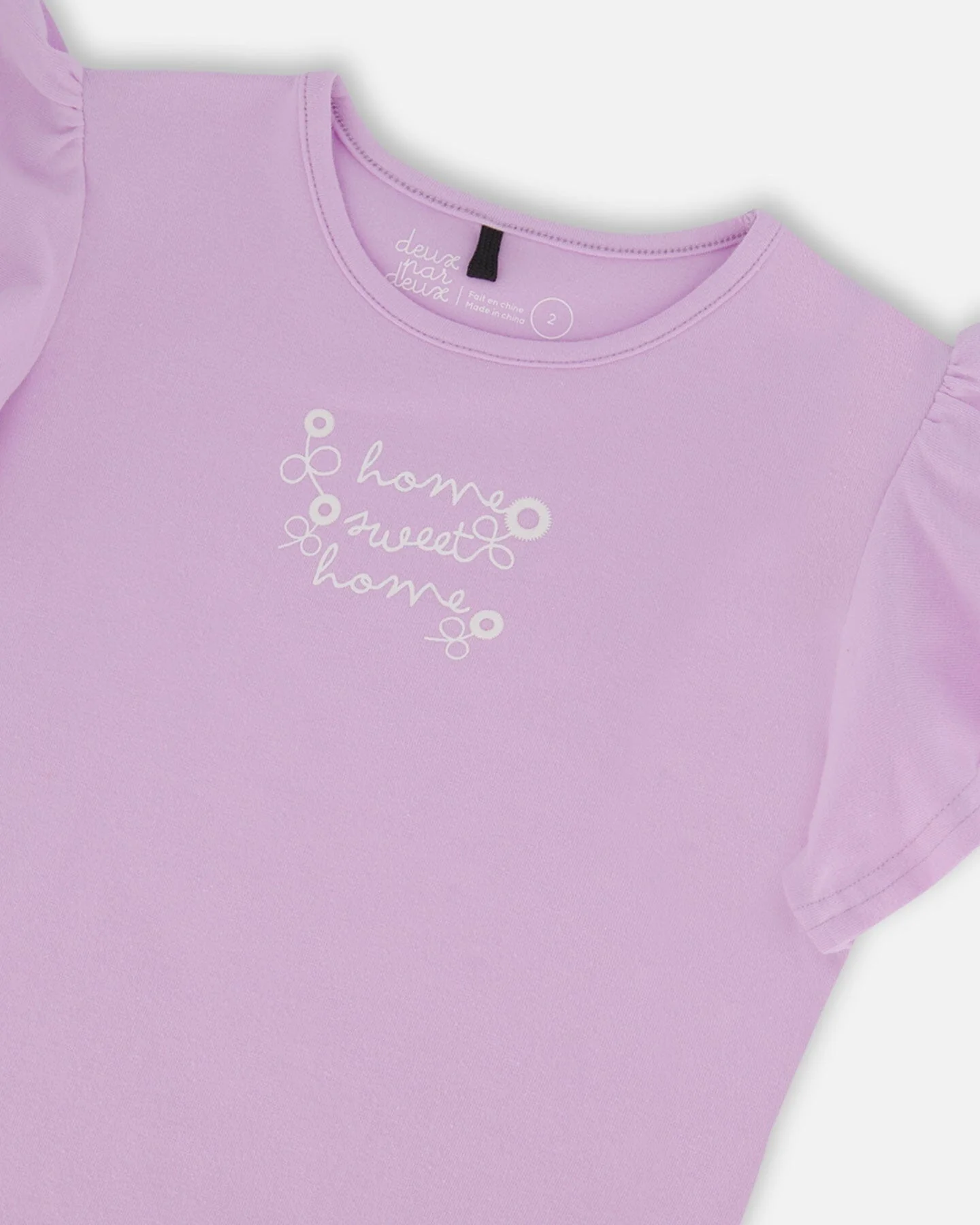 Flutter Sleeve Top With Print Lilac - Deux par Deux