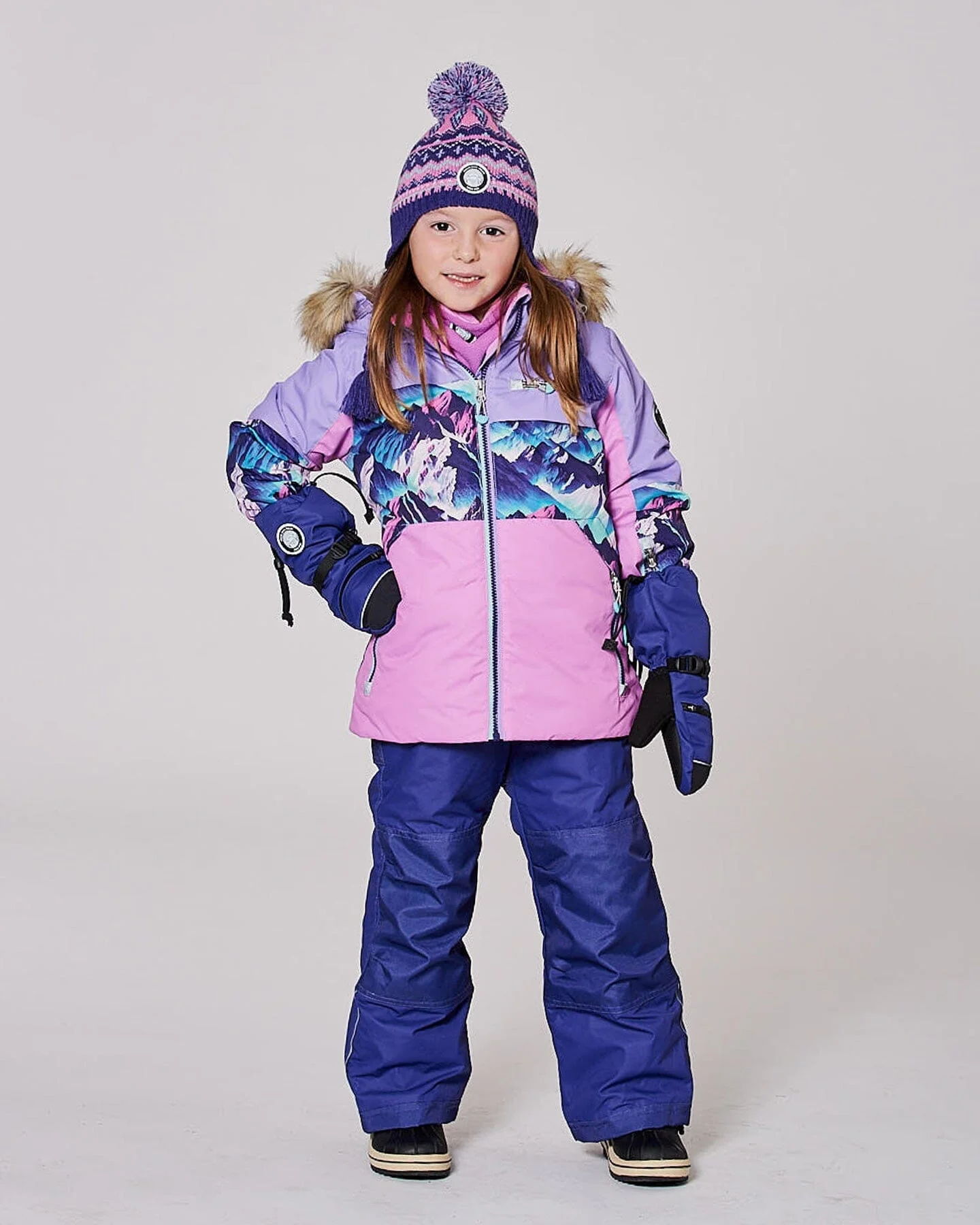 Lined Peruvian Knit Pompom Hat Purple And Pink - Deux par Deux