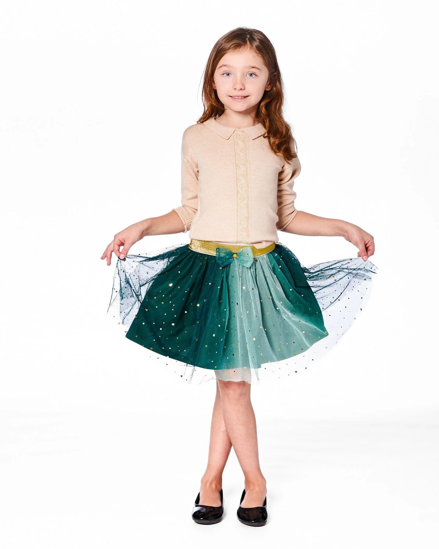 Mesh Skirt With Bow Forest Green - Deux par Deux