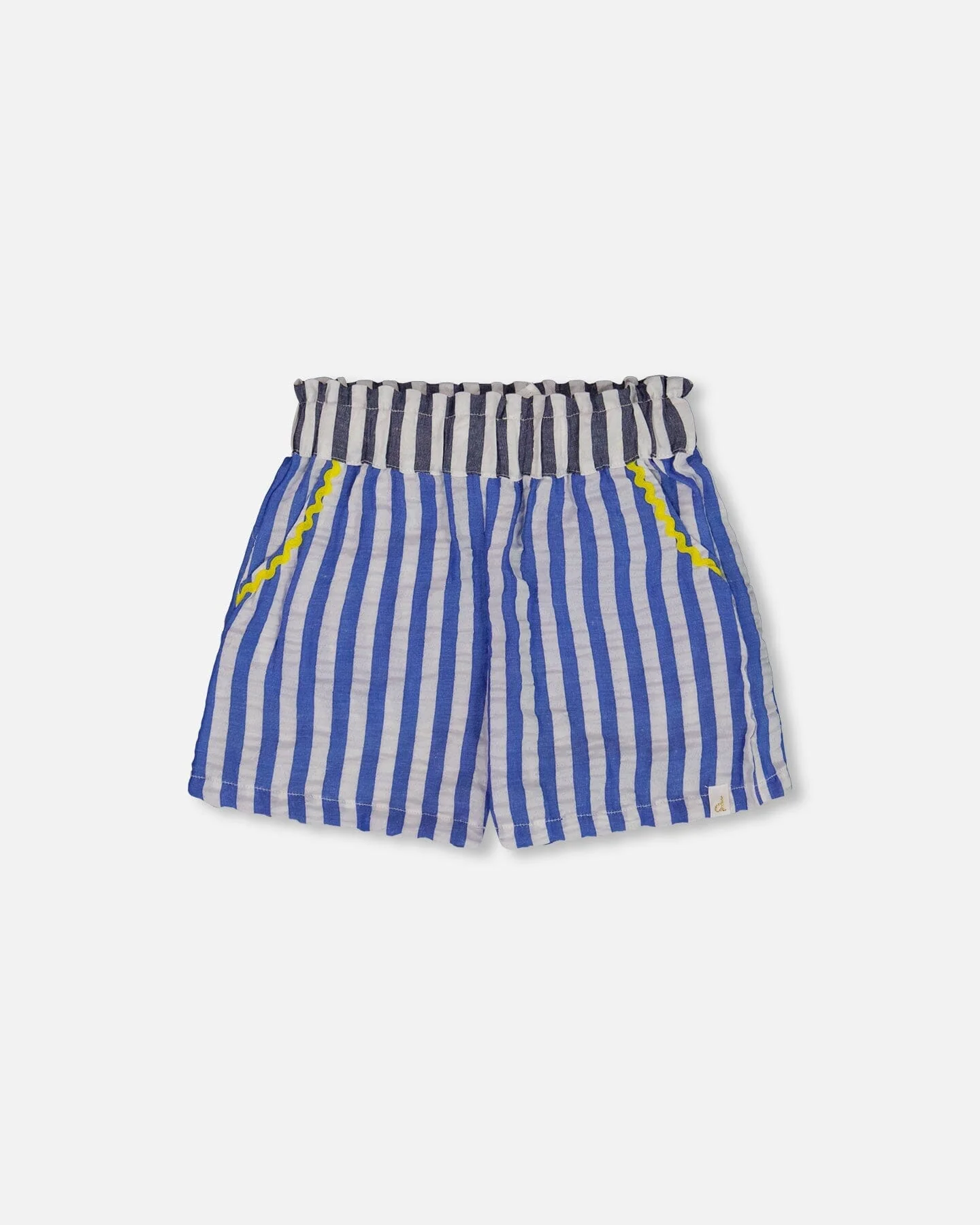 Seersucker Short Blue And White Striped - Deux par Deux