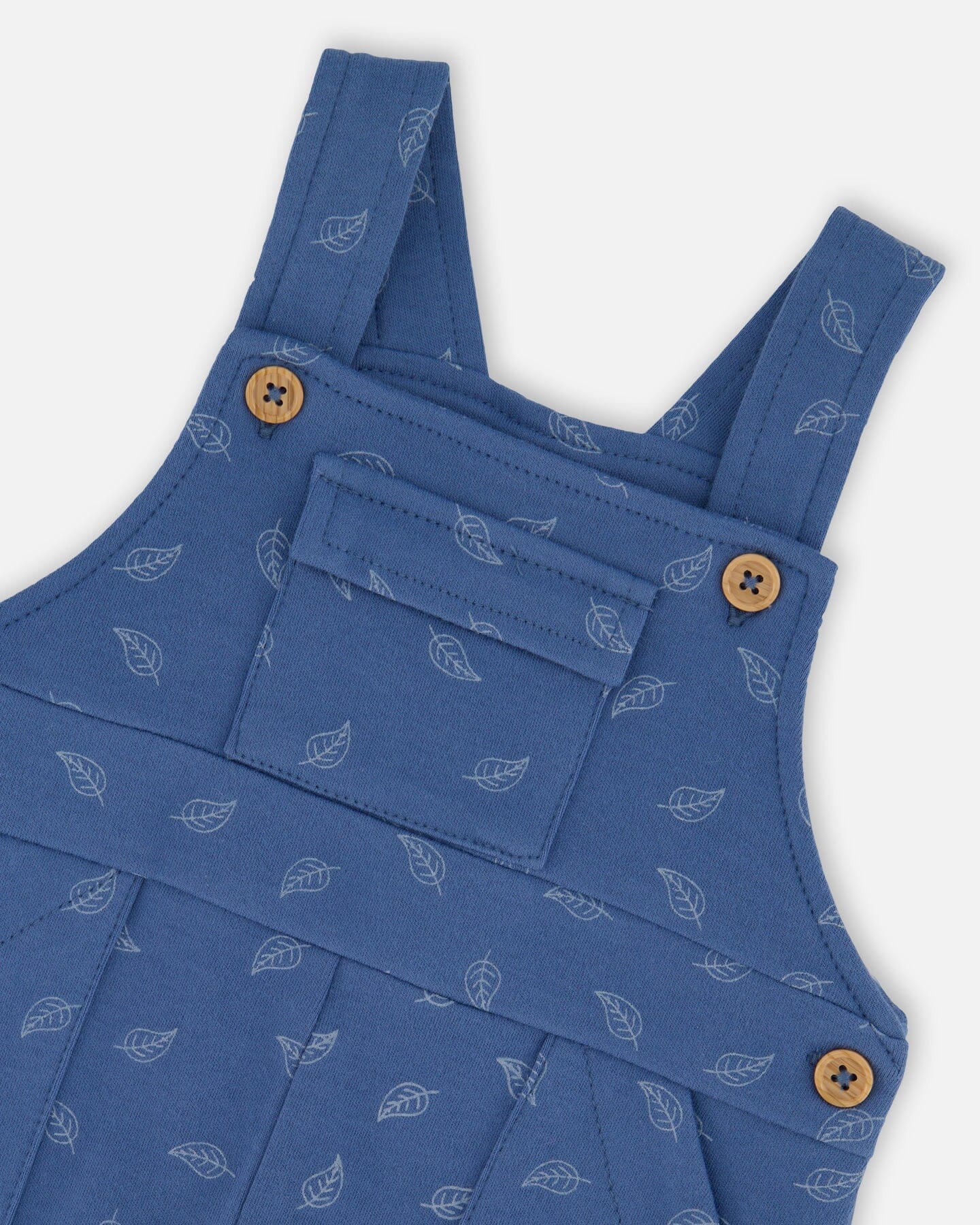 Organic Cotton Onesie And Overalls Set Blue Leaf Print - Deux par Deux