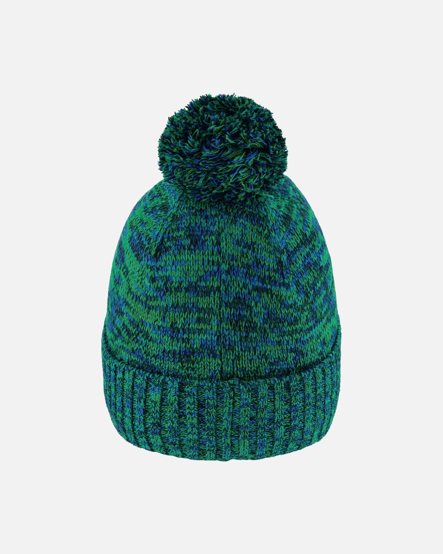Lined Knit Pompom Hat Green And Blue - Deux par Deux
