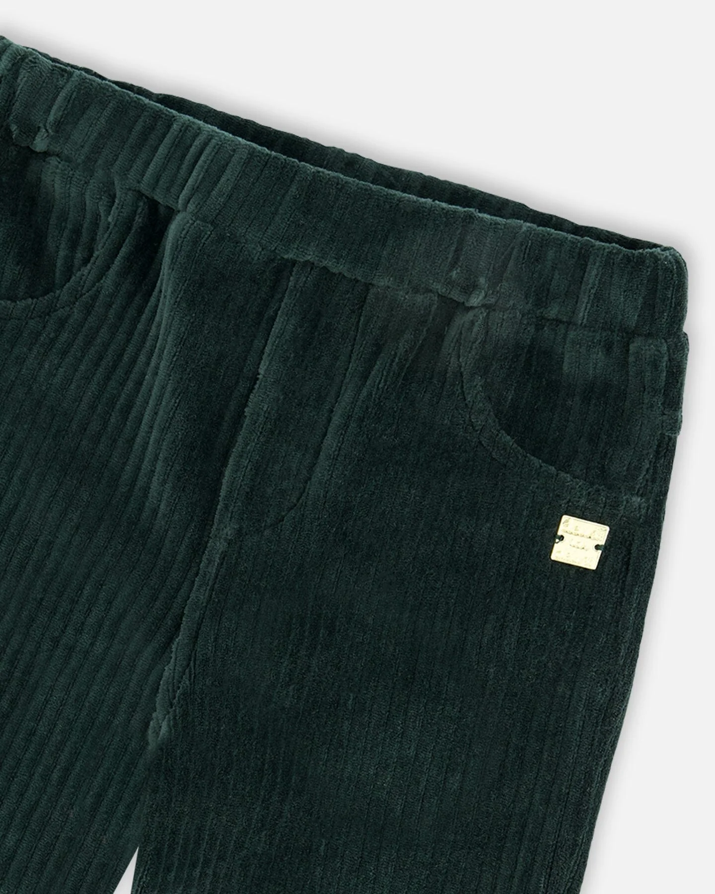 Stretch Velour Rib Treggings Dark Green - Deux par Deux