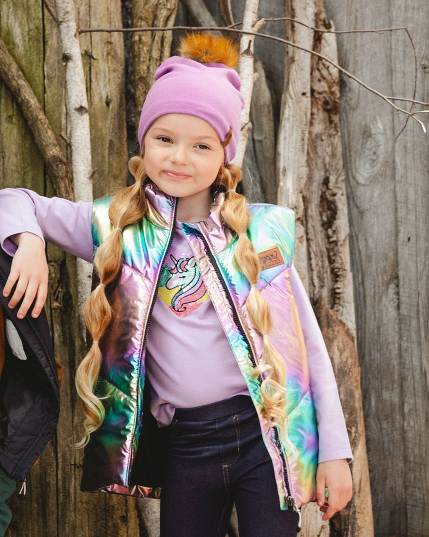 Organic Cotton Long Sleeve T-Shirt Lavender With Sequin Unicorn - Deux par Deux