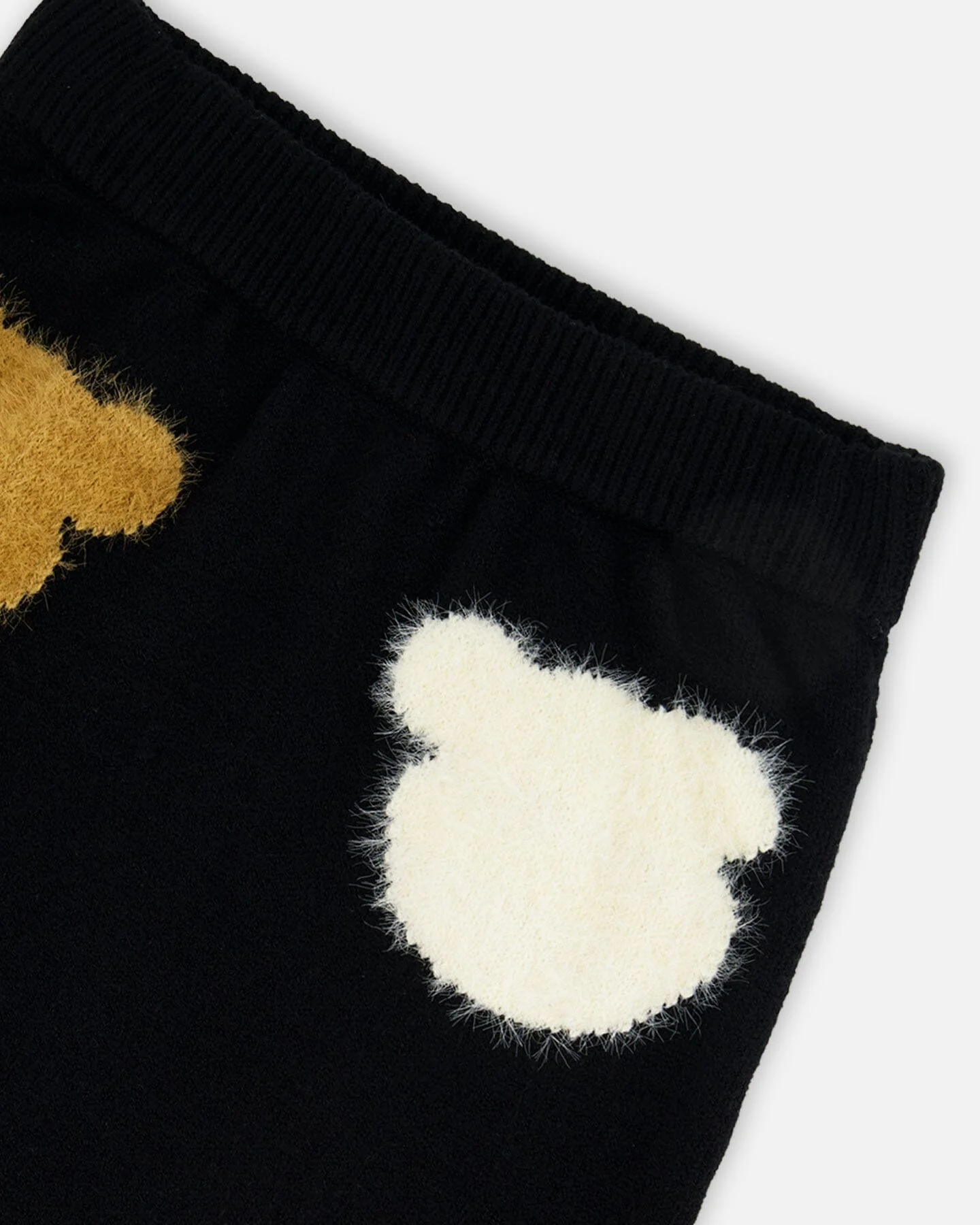Knitted Skirt Black With Bear Intarsia - Deux par Deux