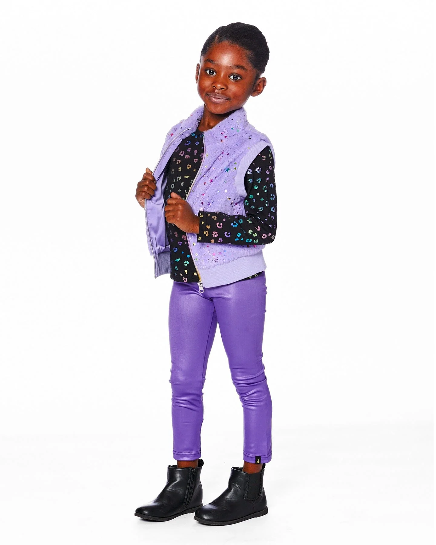 Faux Fur Zipped Vest Lavender - Deux par Deux