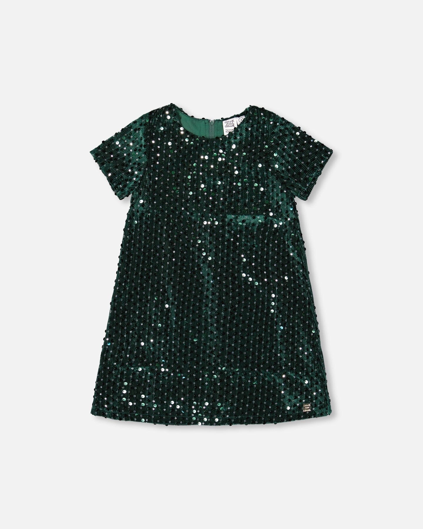 Velvet Short Sleeve Dress Forest Green - Deux par Deux