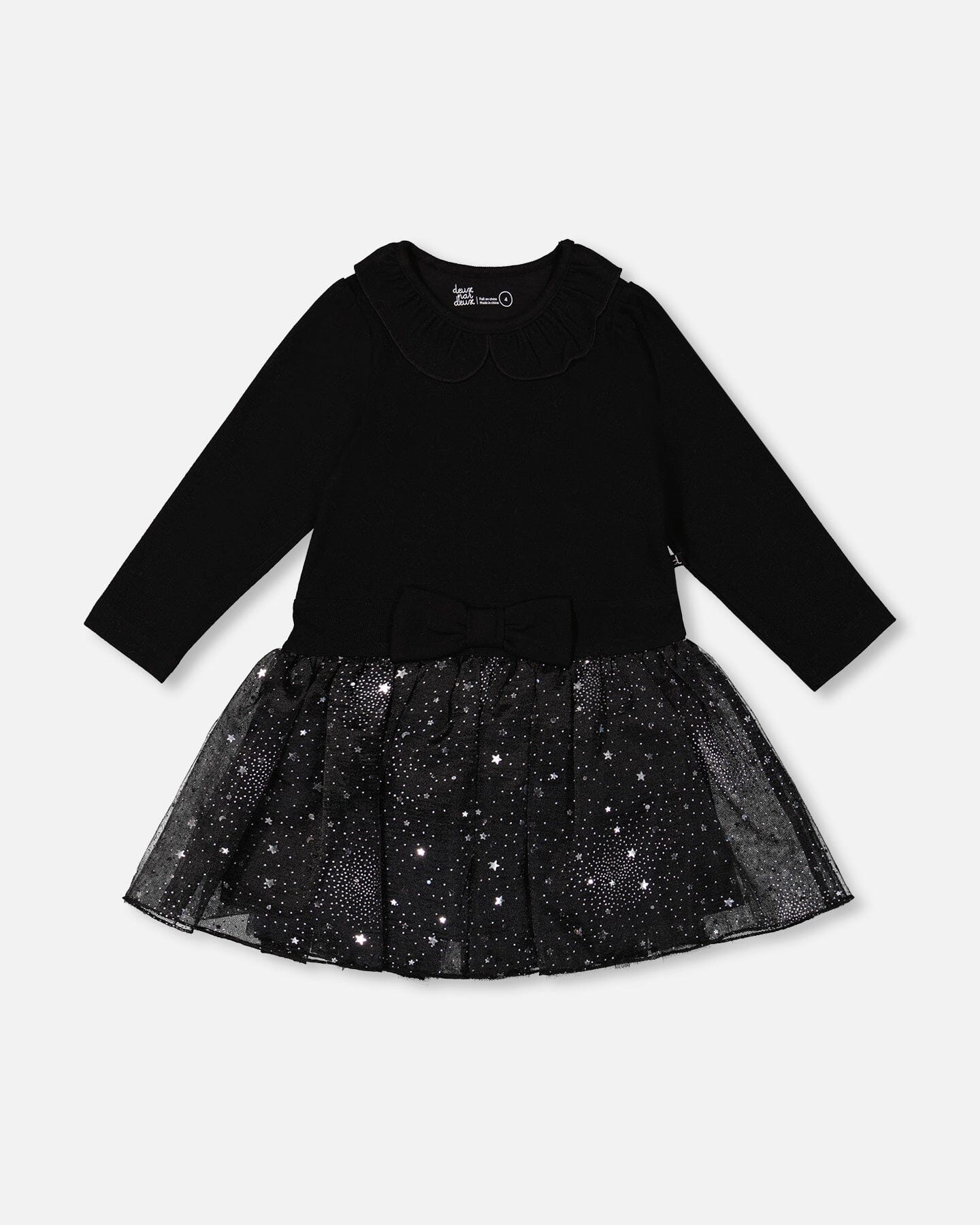 Bi-Material Dress With Glittering Skirt Black - Deux par Deux