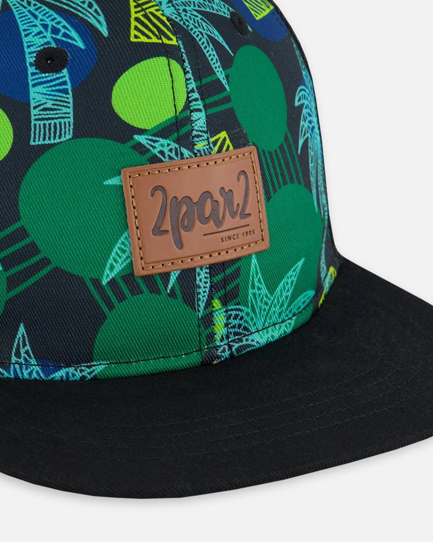 Printed Cap Green Jungle On Black - Deux par Deux