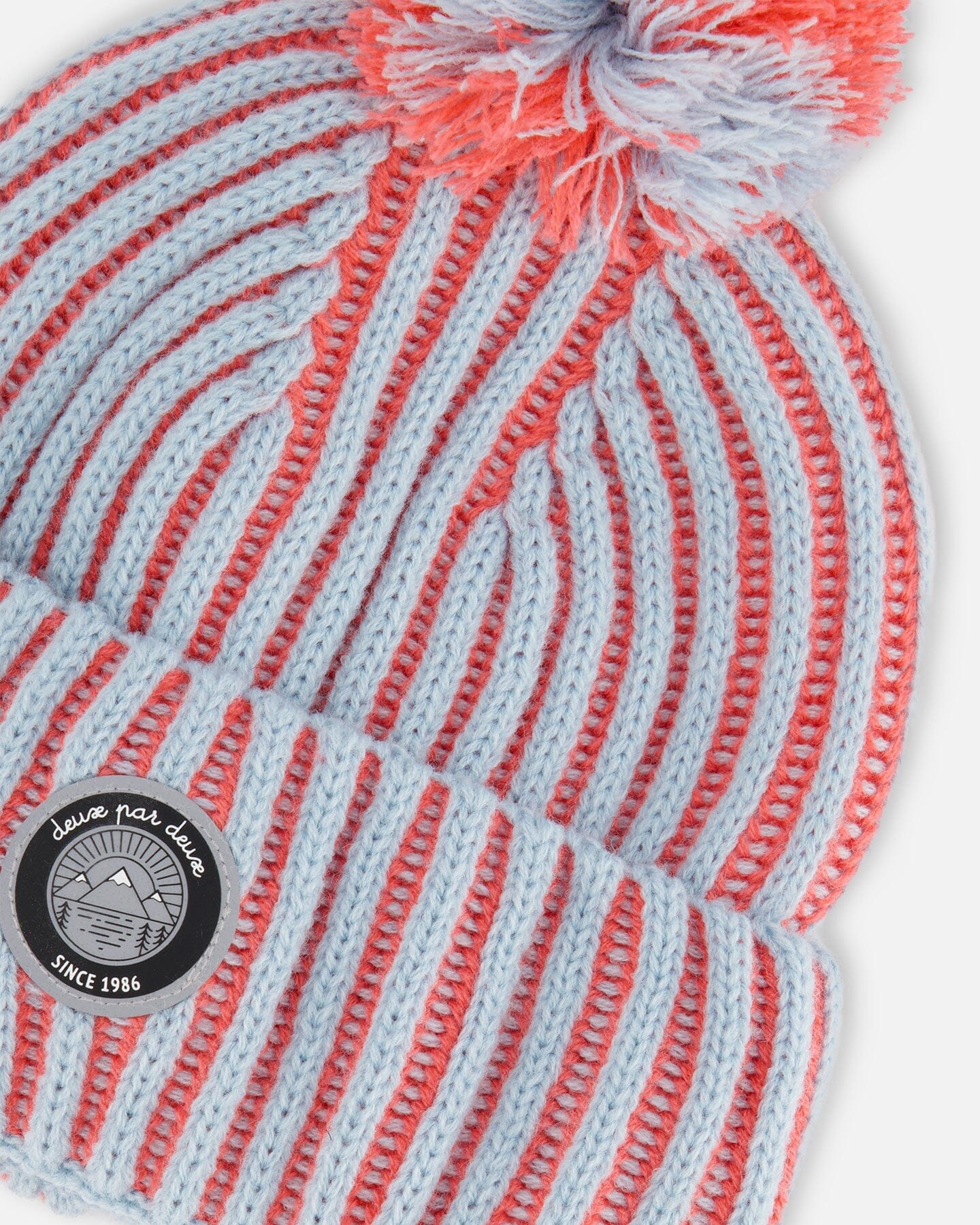 Knit Hat Air Blue And Coral - Deux par Deux