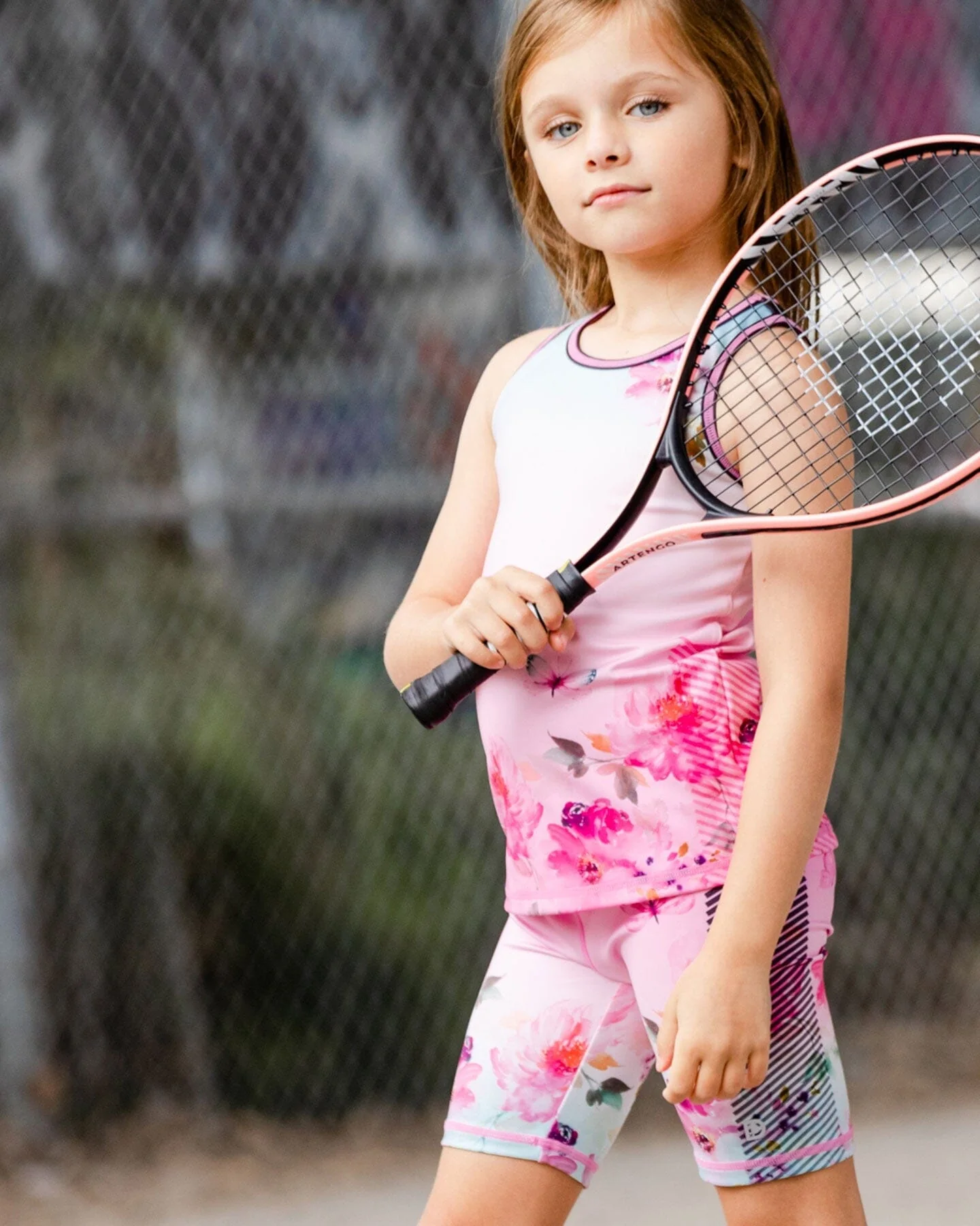 Athletic Tank Gradient Pink Printed Big Flowers - Deux par Deux