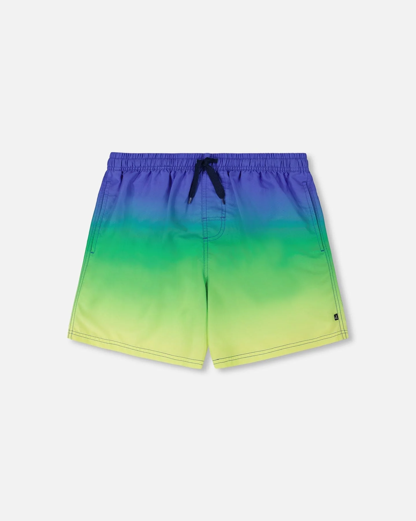 Men's Swim Trunks Blue, Green, And Lime Gradient - Deux par Deux