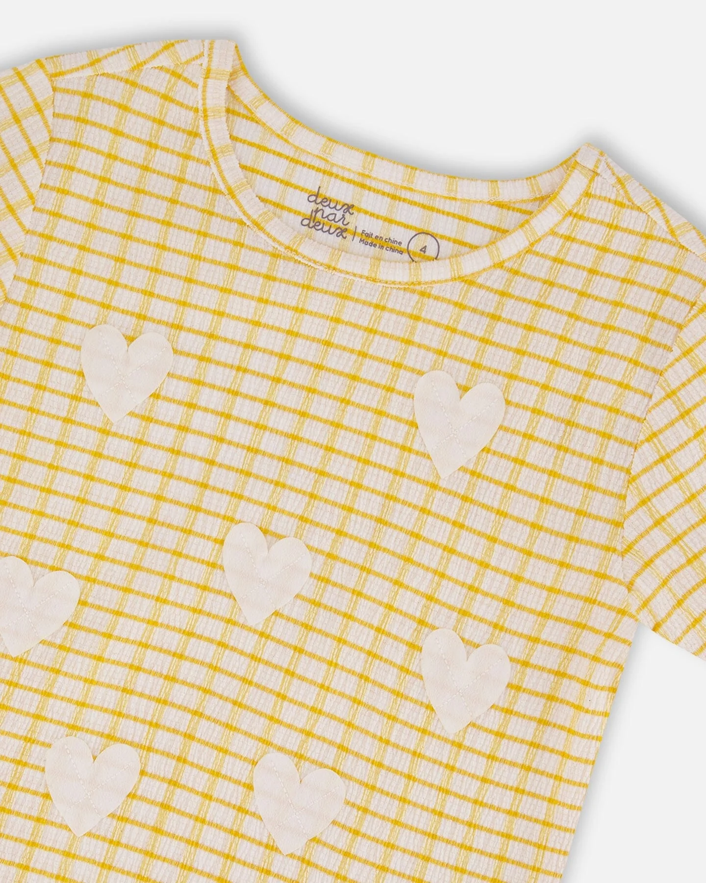 Crinkle Top With Applique Pale Yellow And White - Deux par Deux