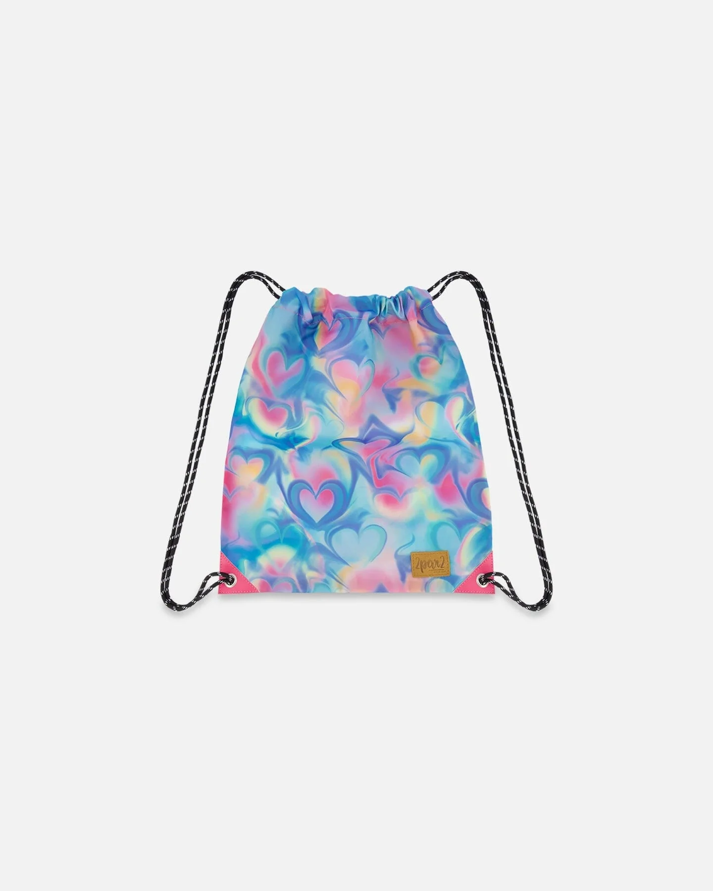 Drawstring Bag Rainbow Heart Print - Deux par Deux