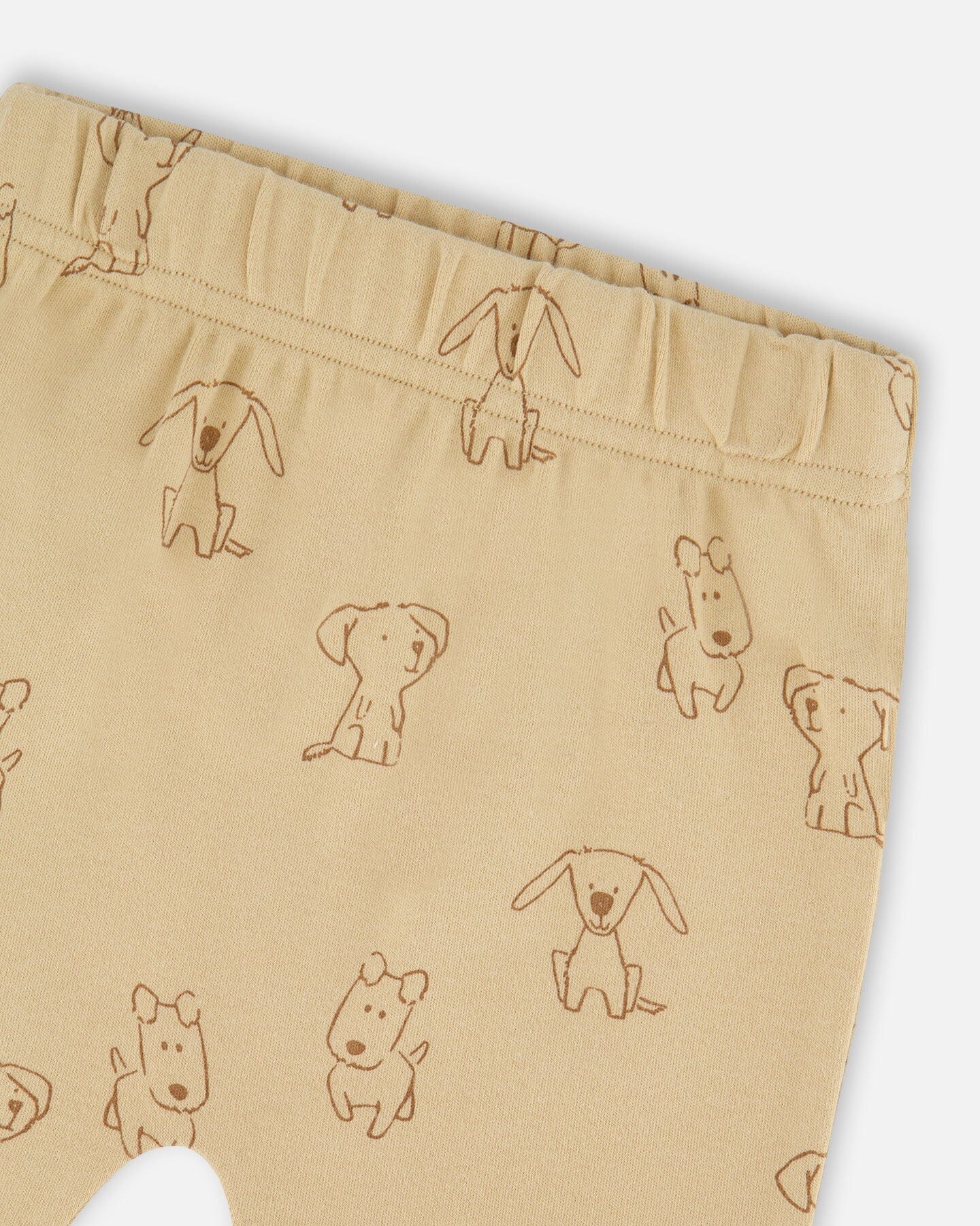 Organic Cotton Pant And Top Set Beige Printed Dogs - Deux par Deux
