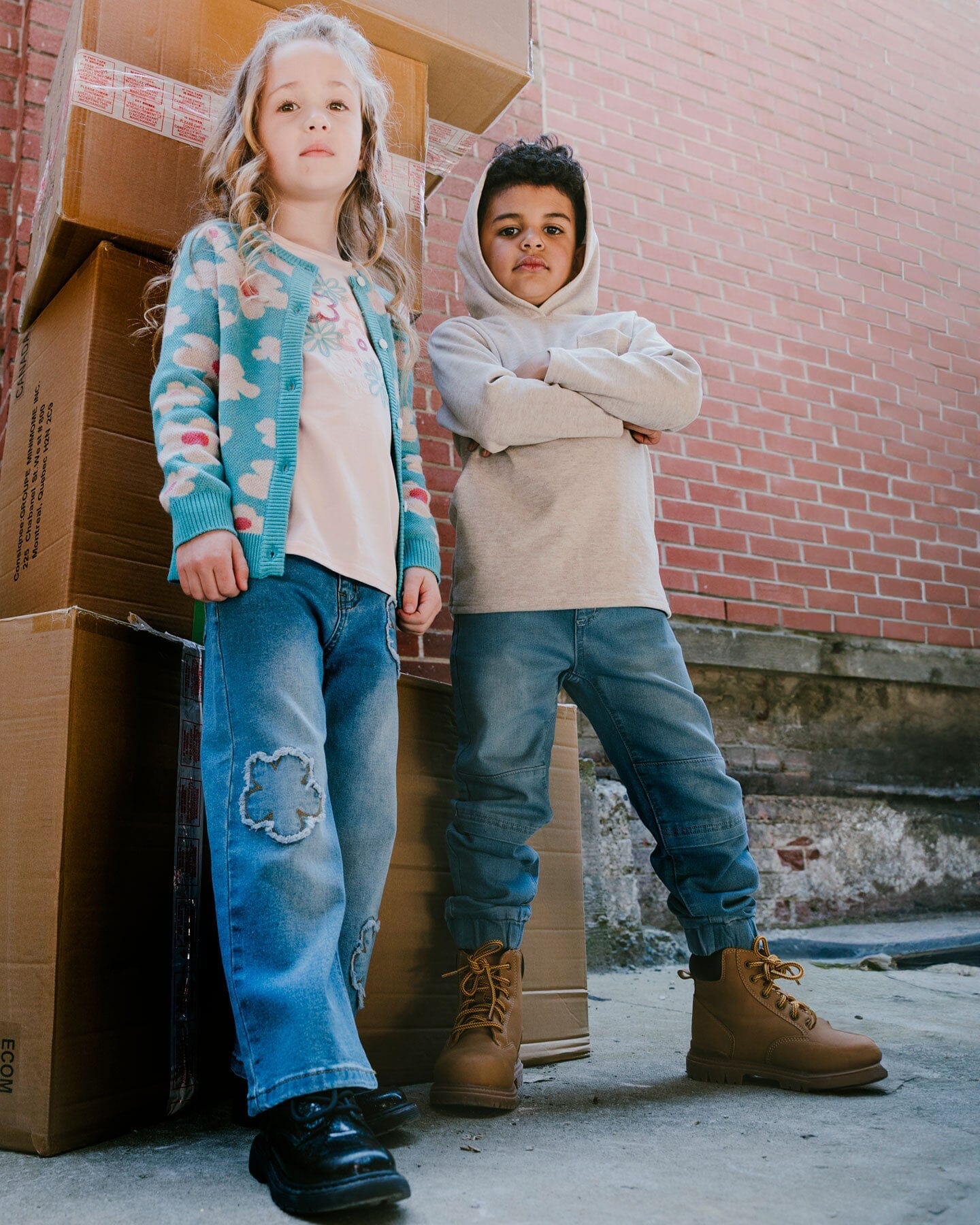 French Terry Jogger Pants Light Blue Denim - Deux par Deux