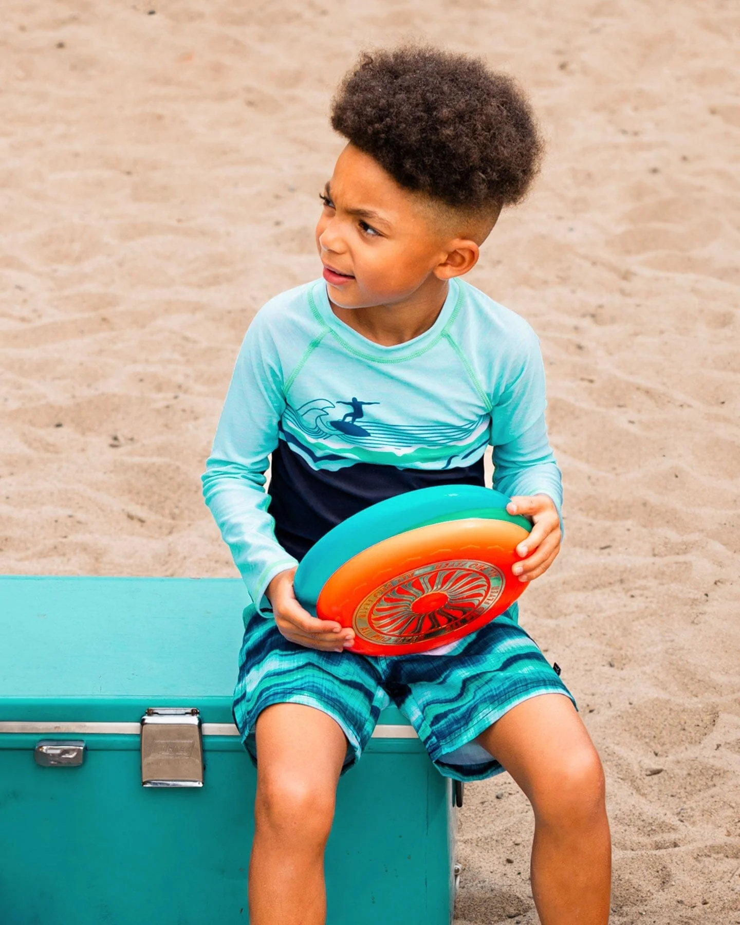 Printed Boardshorts Blue Wave And Black - Deux par Deux