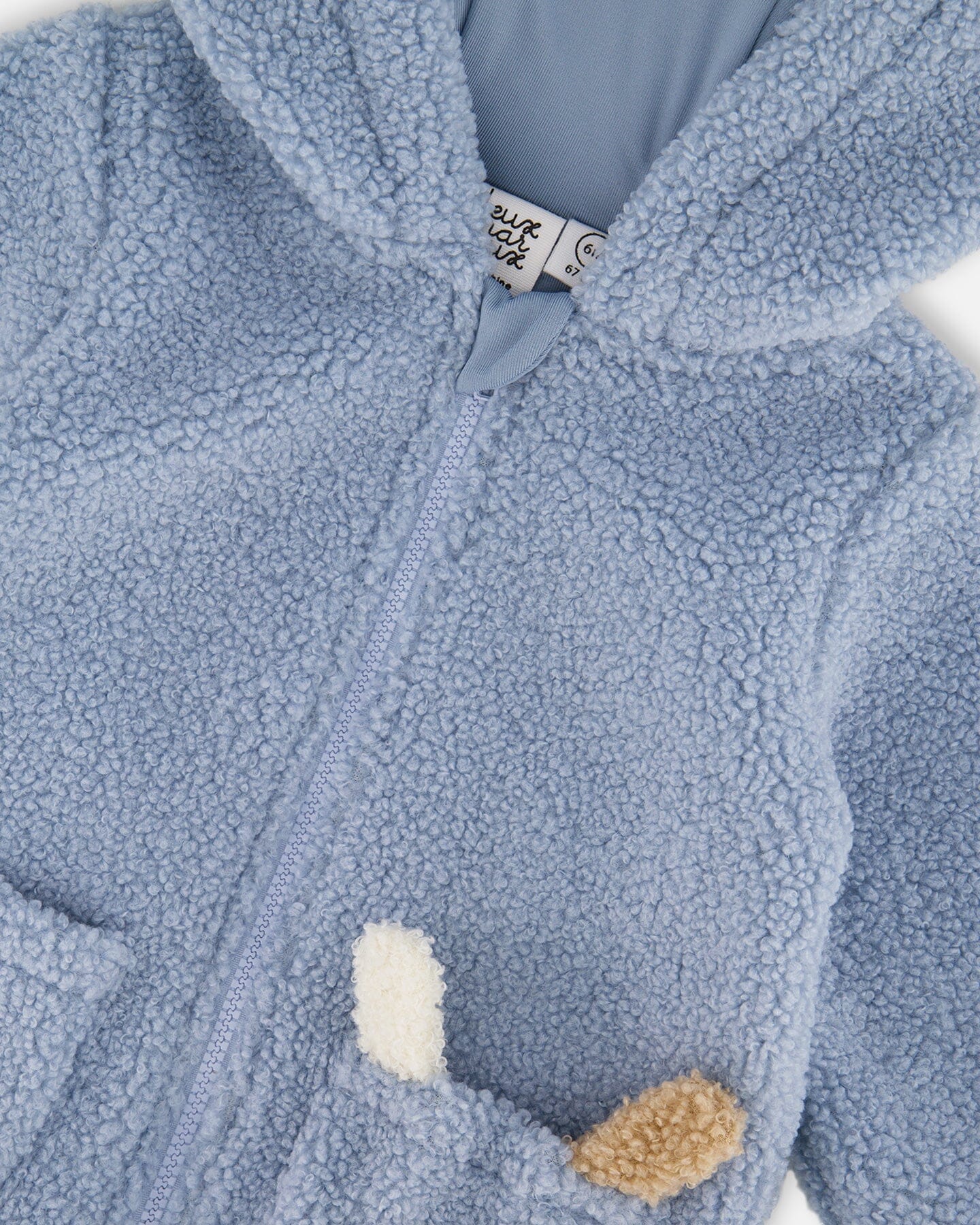 Plush Hooded Jacket Light Blue - Deux par Deux