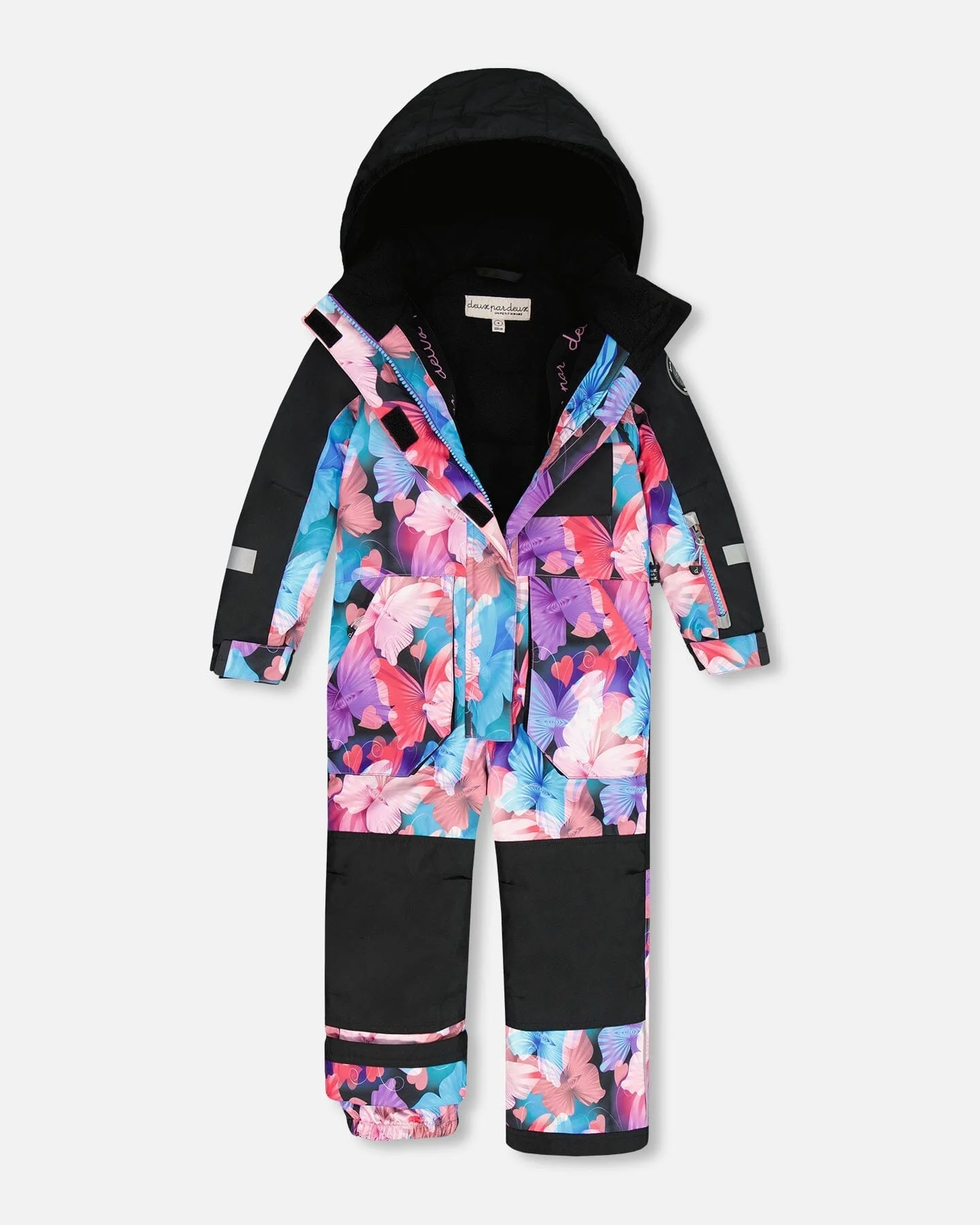 One-Piece Play Snowsuit Black Butterfly Print - Deux par Deux