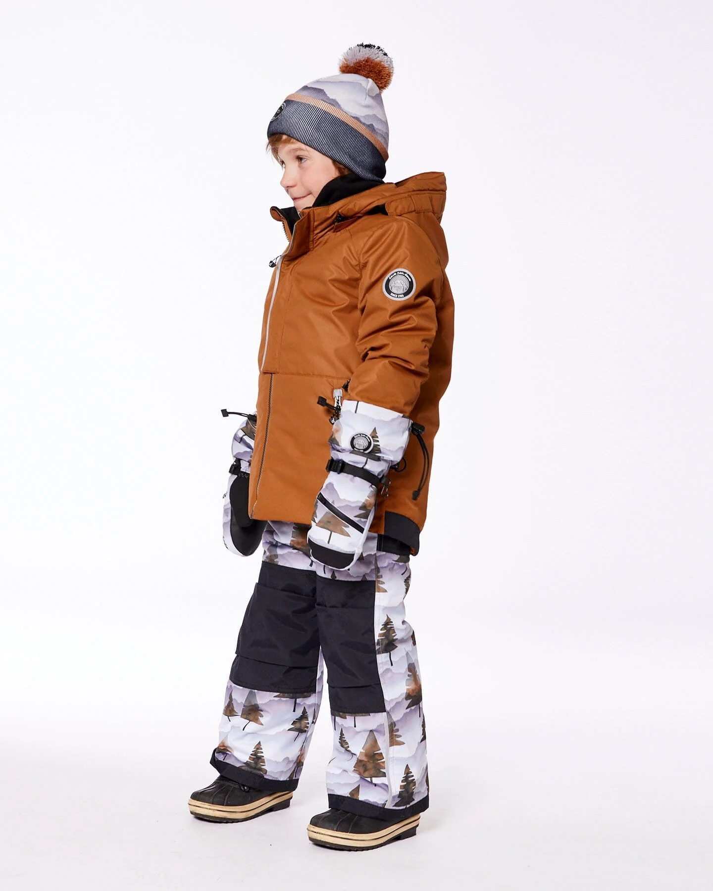 Knit Hat Gray With Mountains - Deux par Deux