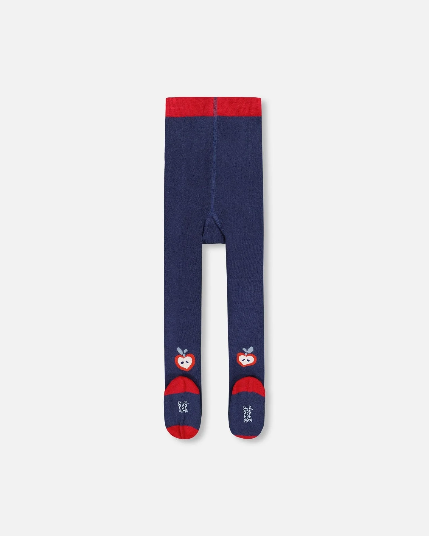 Knit Tights Navy Blue With Apples - Deux par Deux