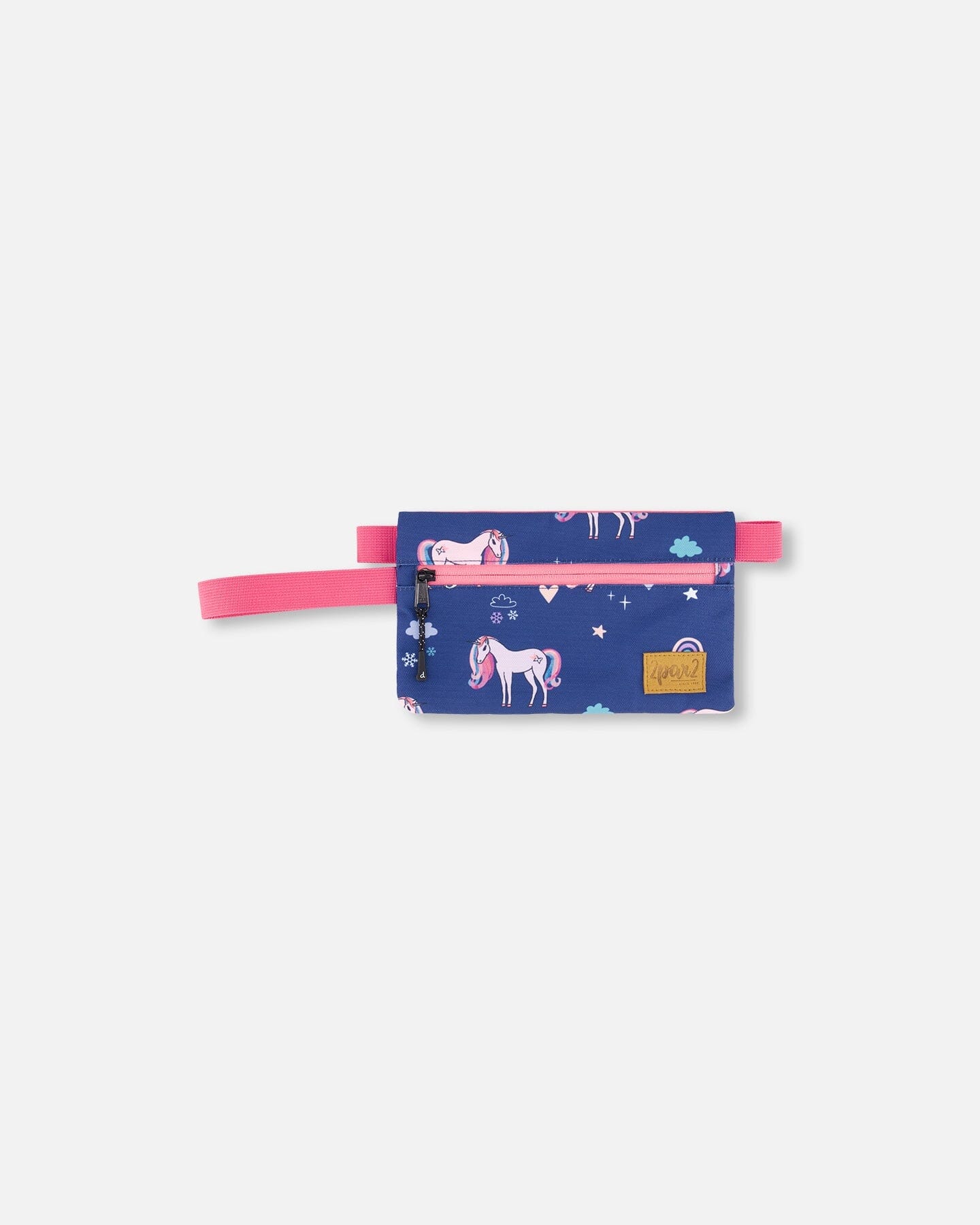 Double Pencil Case Navy Unicorn Print - Deux par Deux