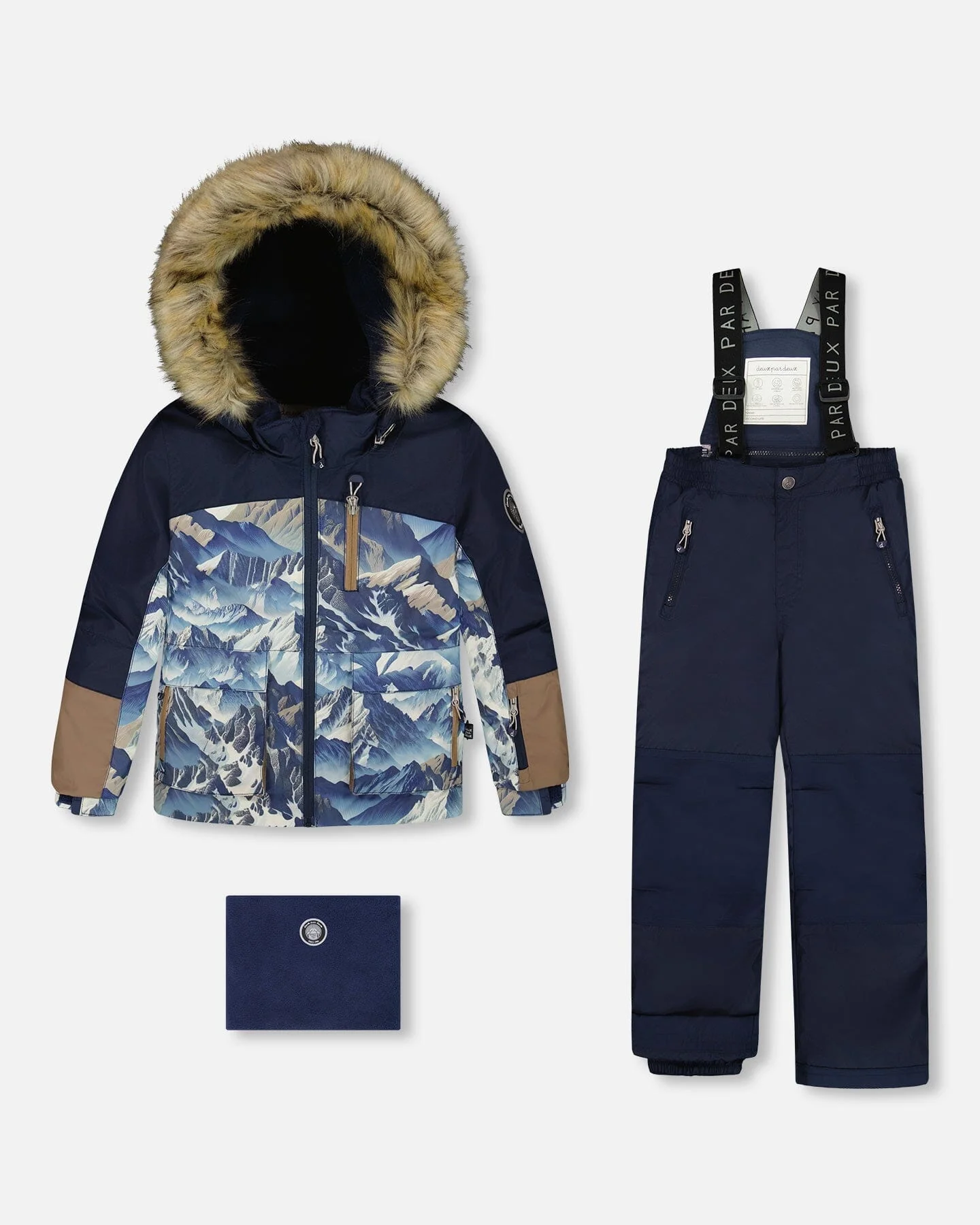 Two-Piece Play Snowsuit With Printed Colorblocked Jacket Navy Blue - Deux par Deux