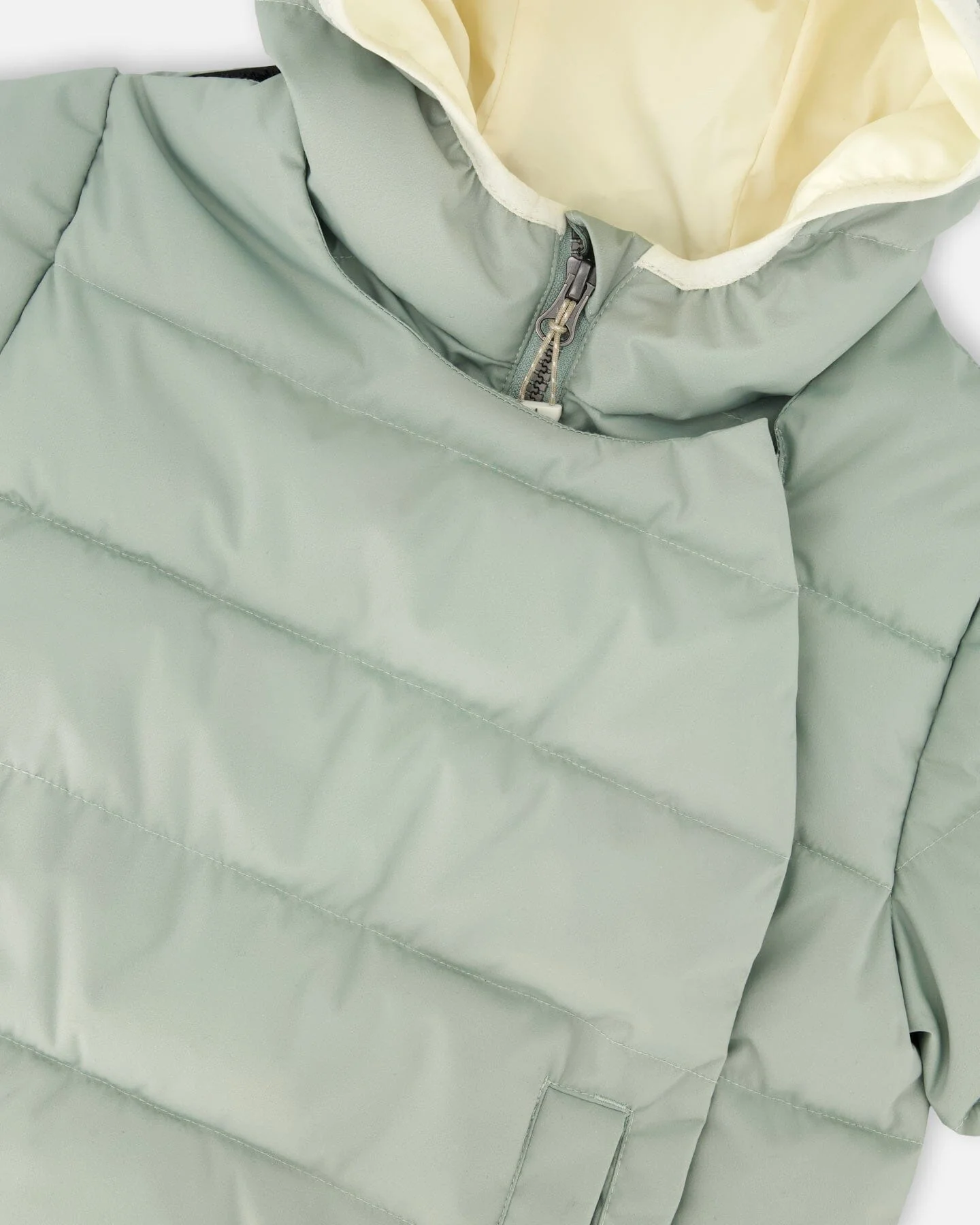 Compressible Winter Puffy Coat Designed For Car Seat Sage Green - Deux par Deux