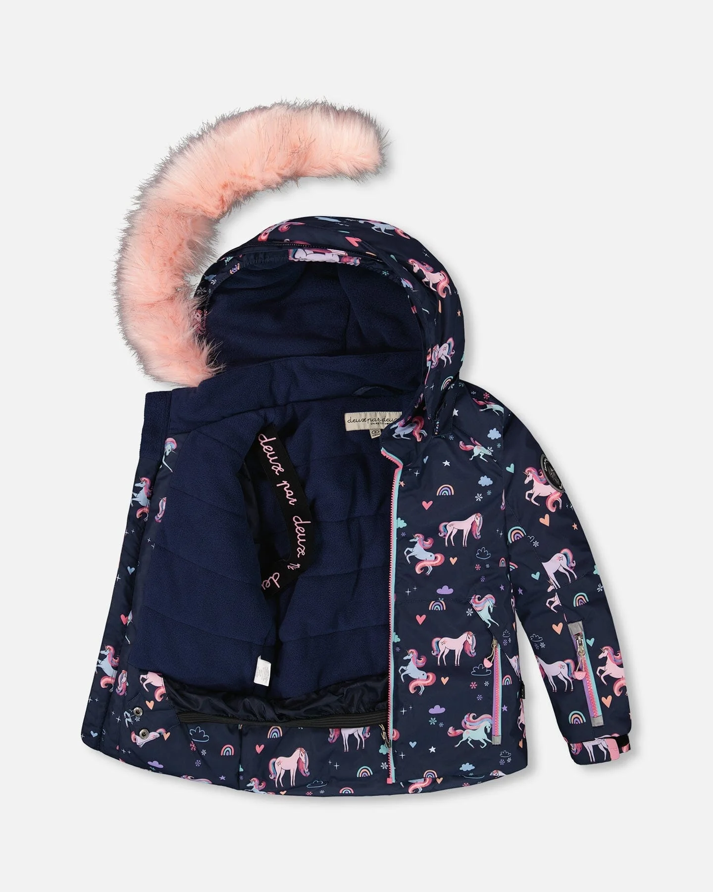 Two-Piece Play Snowsuit With Printed Jacket And Solid Pant Candy Pink - Deux par Deux