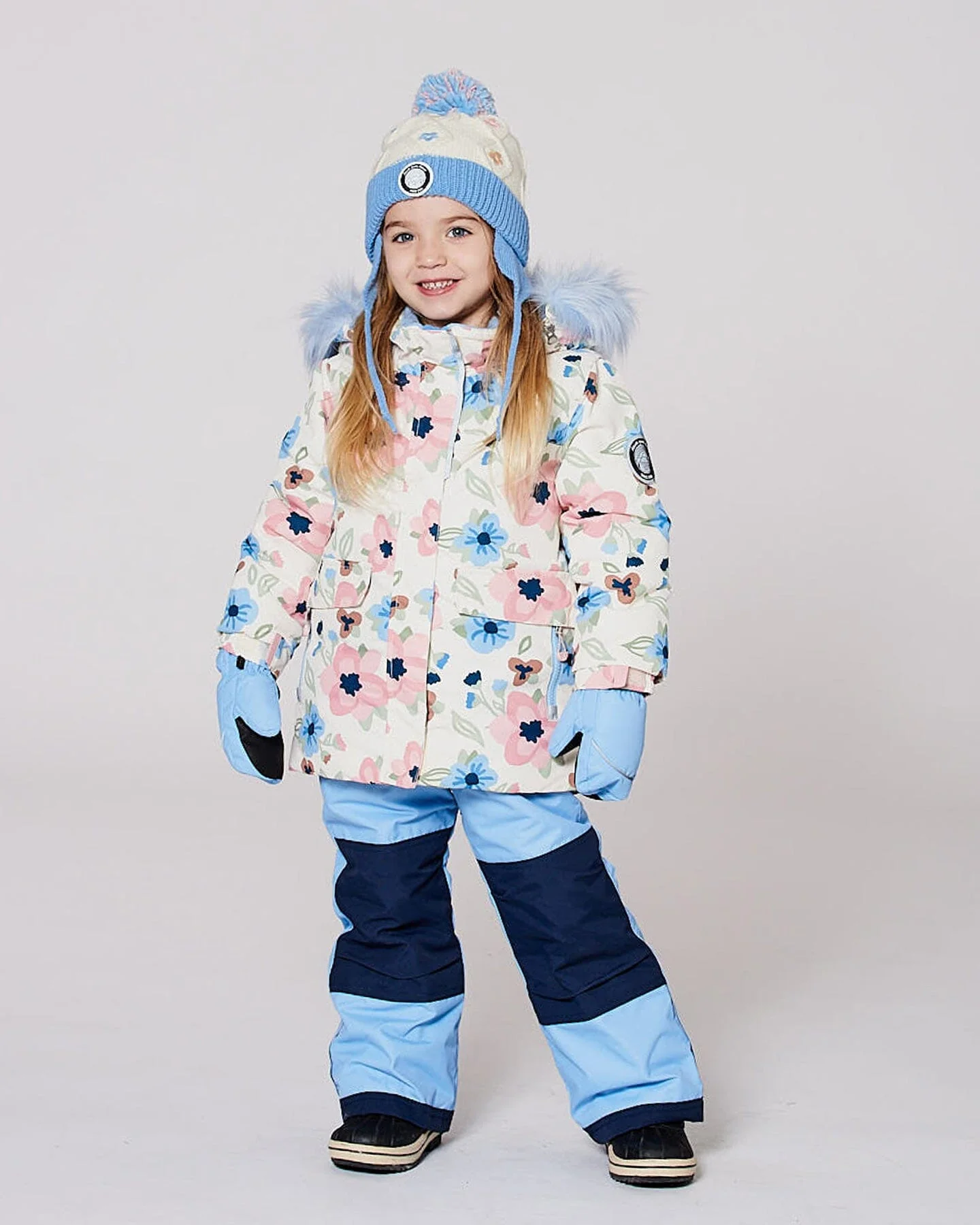 Two-Piece Discover Snowsuit With Printed Jacket Light Blue - Deux par Deux
