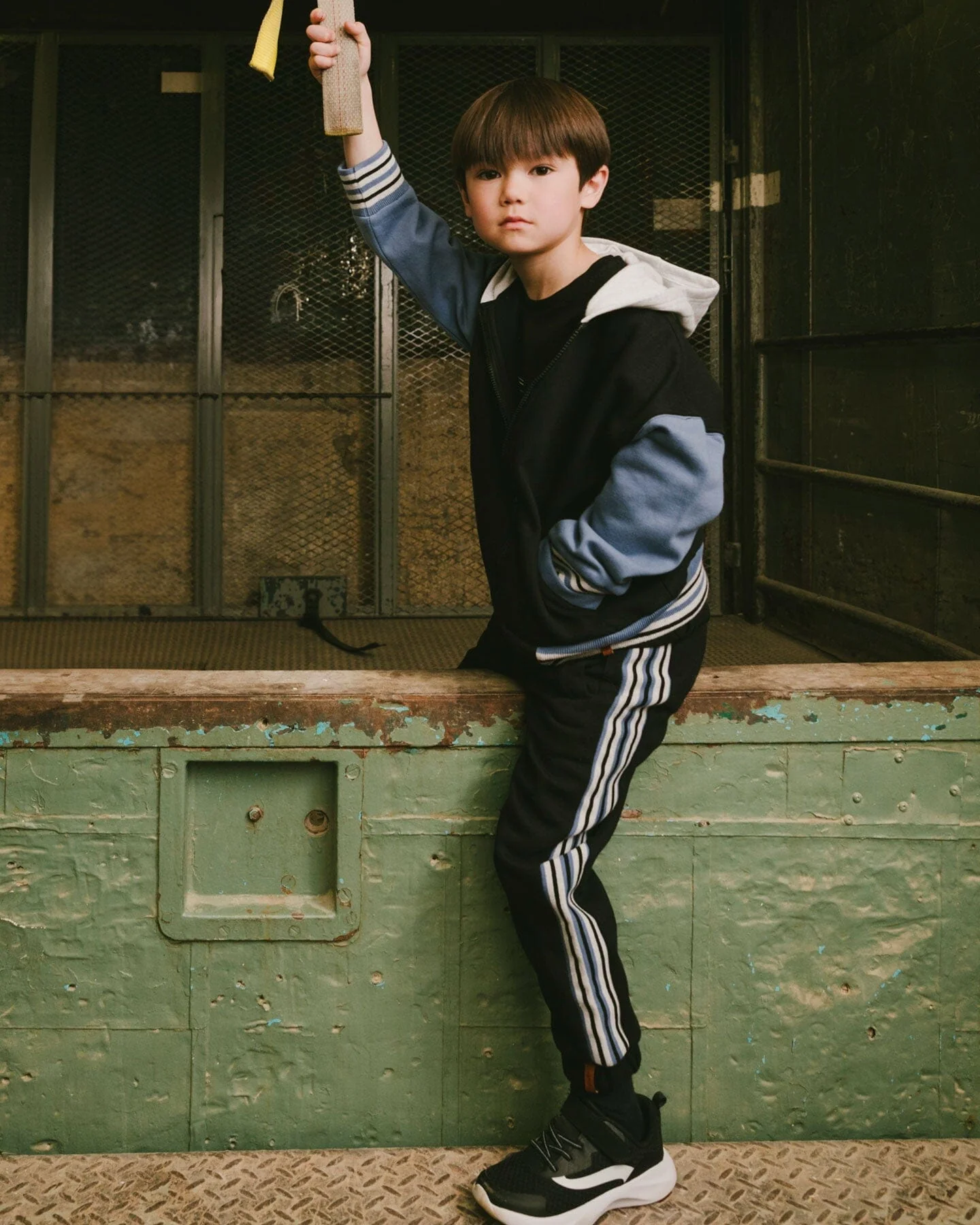 Fleece Sweatpants With Side Stripes Black - Deux par Deux