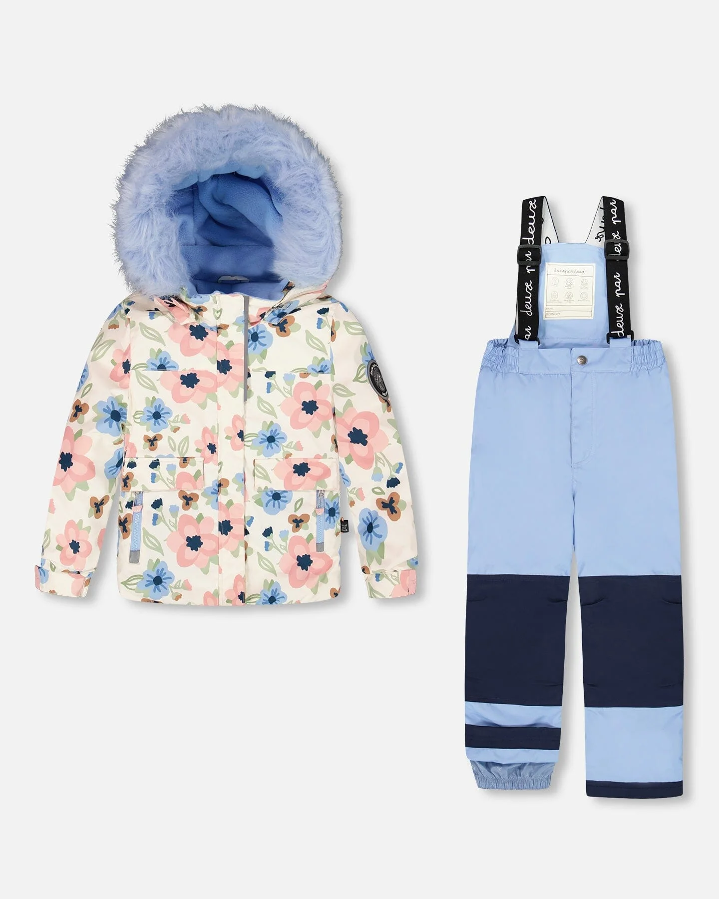Two-Piece Discover Snowsuit With Printed Jacket Light Blue - Deux par Deux