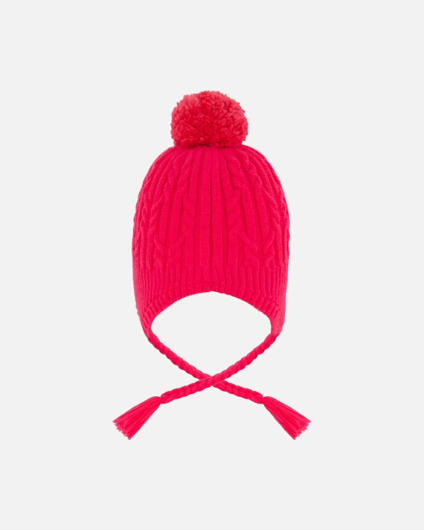 Lined Winter Hat With Pompom Flash Coral - Deux par Deux