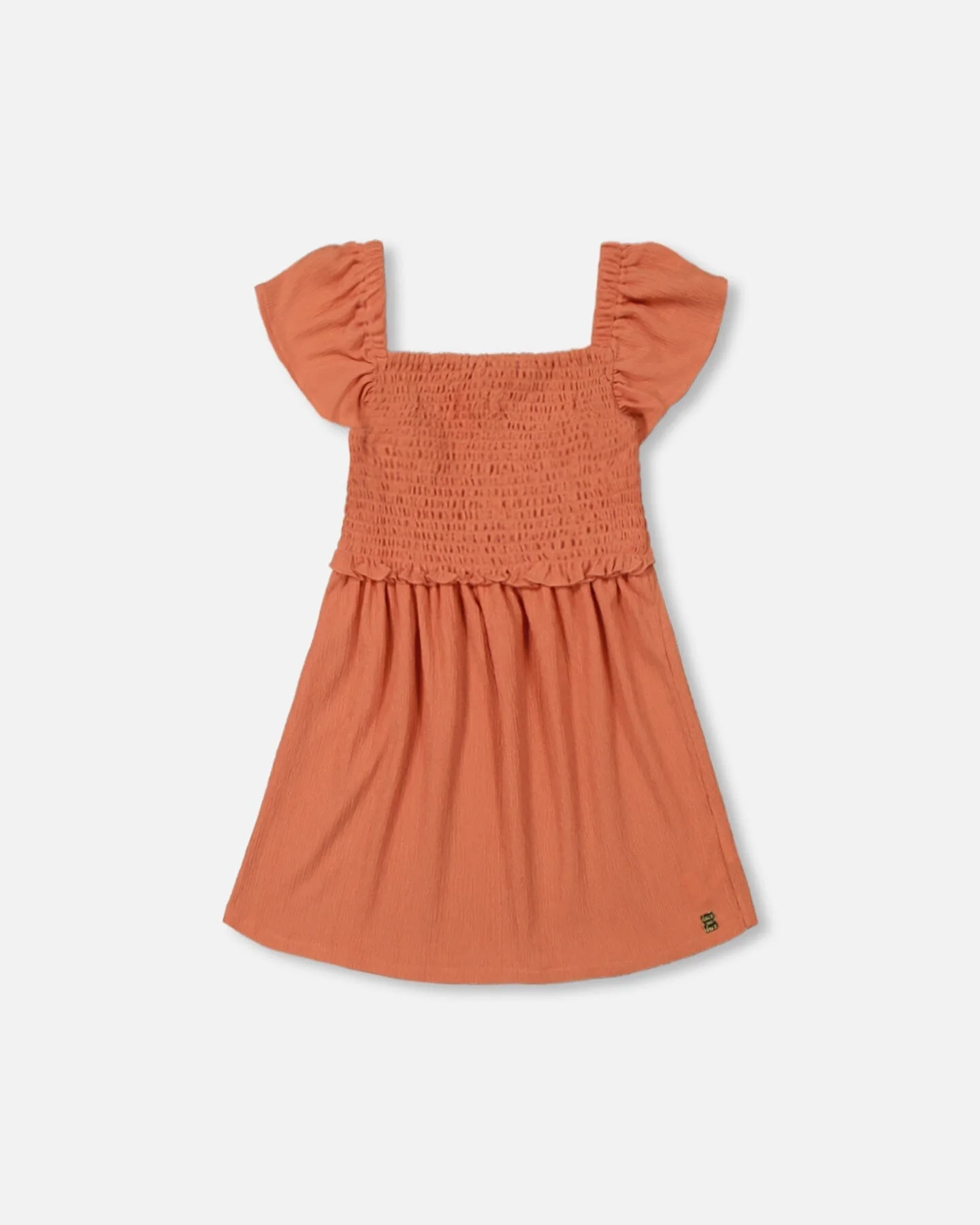 Textured Smocked Dress Orange - Deux par Deux