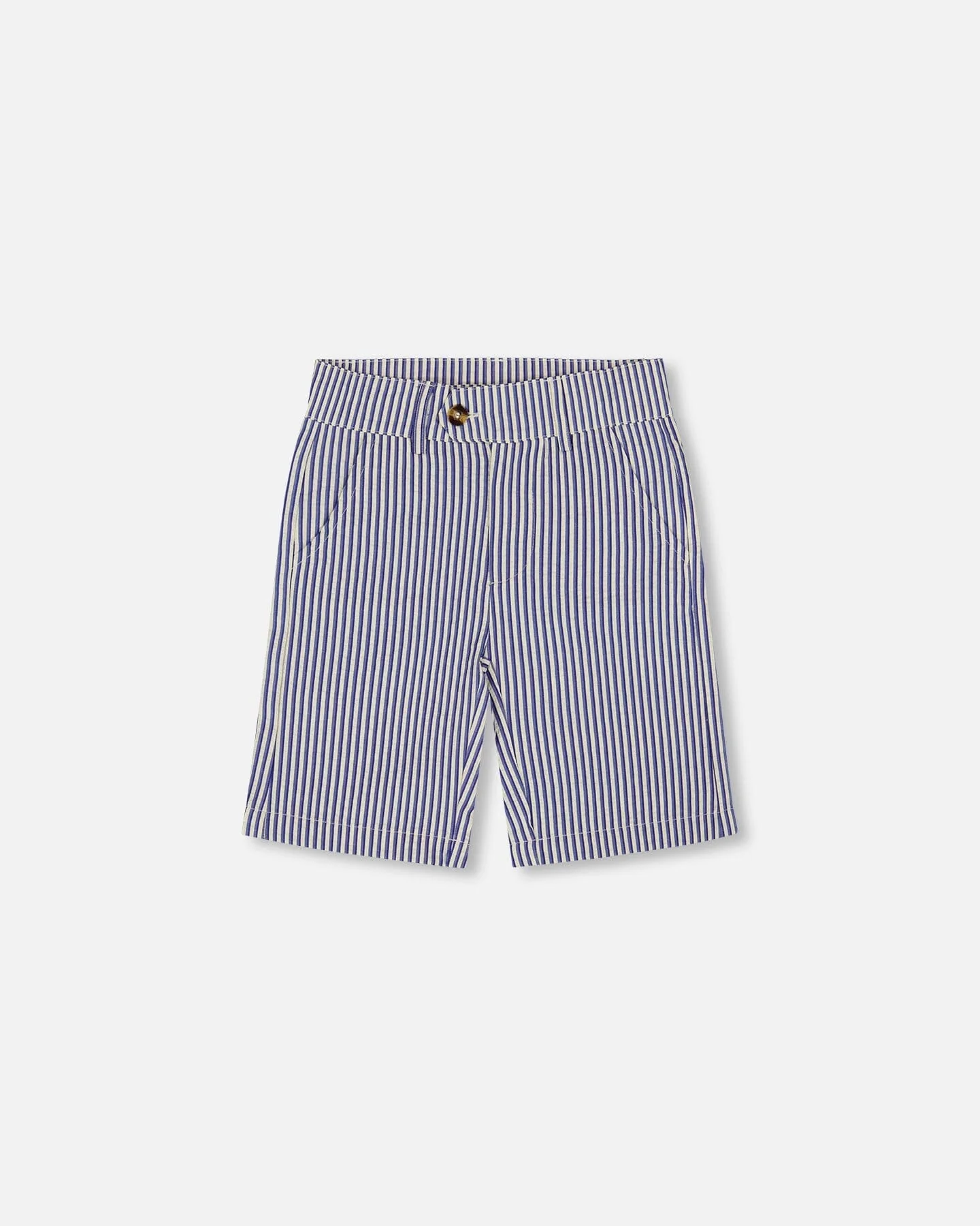 Slant Pocket Bermuda Shorts Royal Blue Striped - Deux par Deux