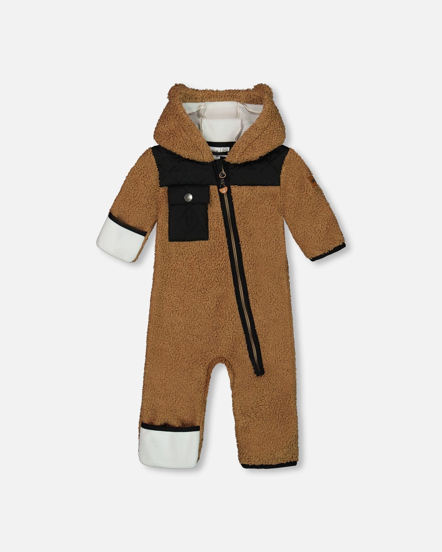 Baby One-Piece Sherpa Mid-Season Outerwear Tan And Black - Deux par Deux