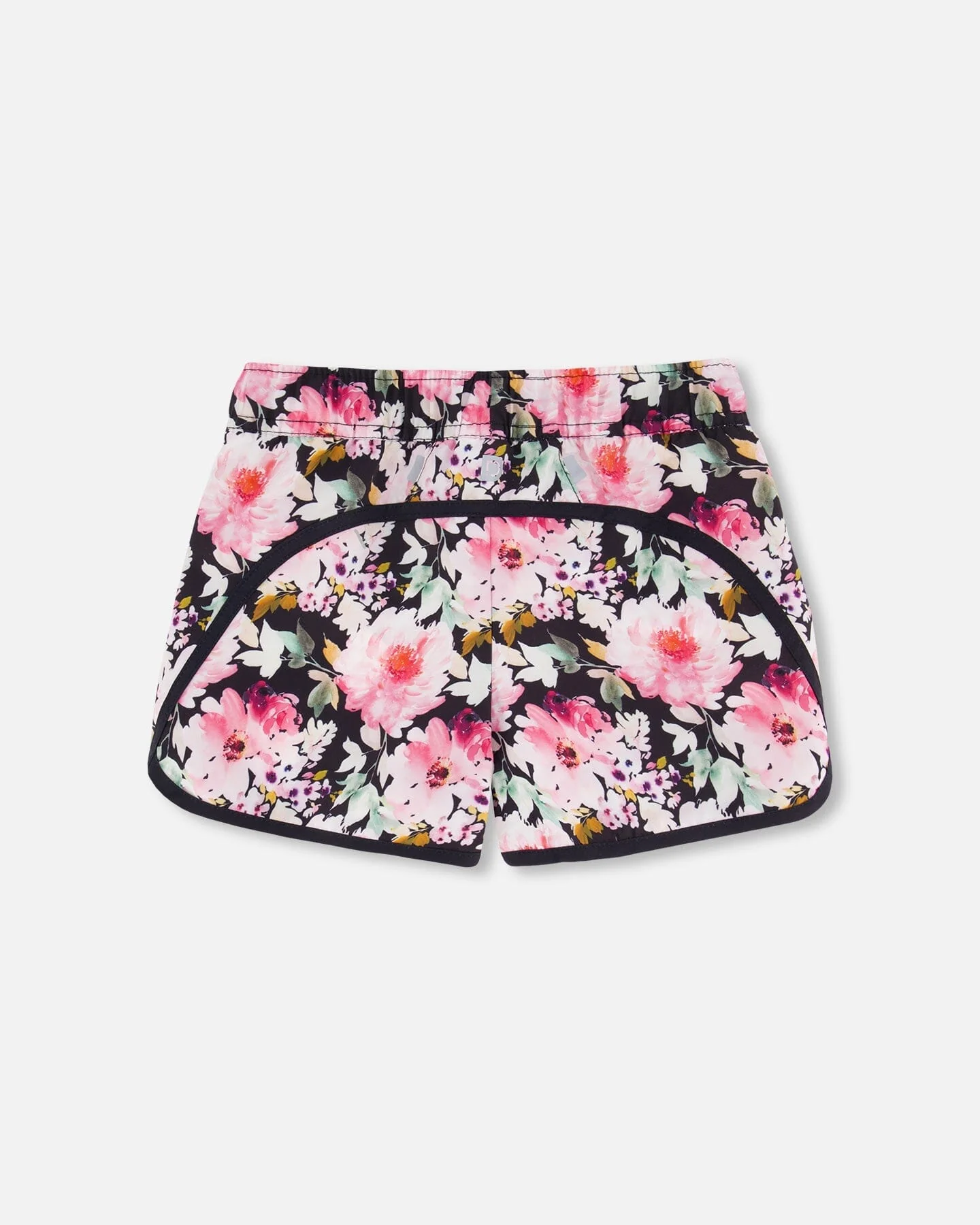 Athletic Shorts Black Printed Big Flowers - Deux par Deux