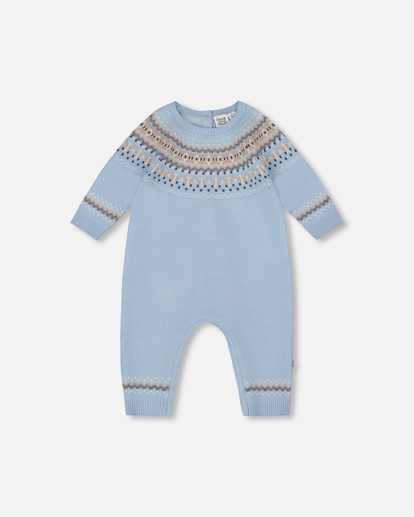 Knitted Jacquard Romper Light Blue - Deux par Deux