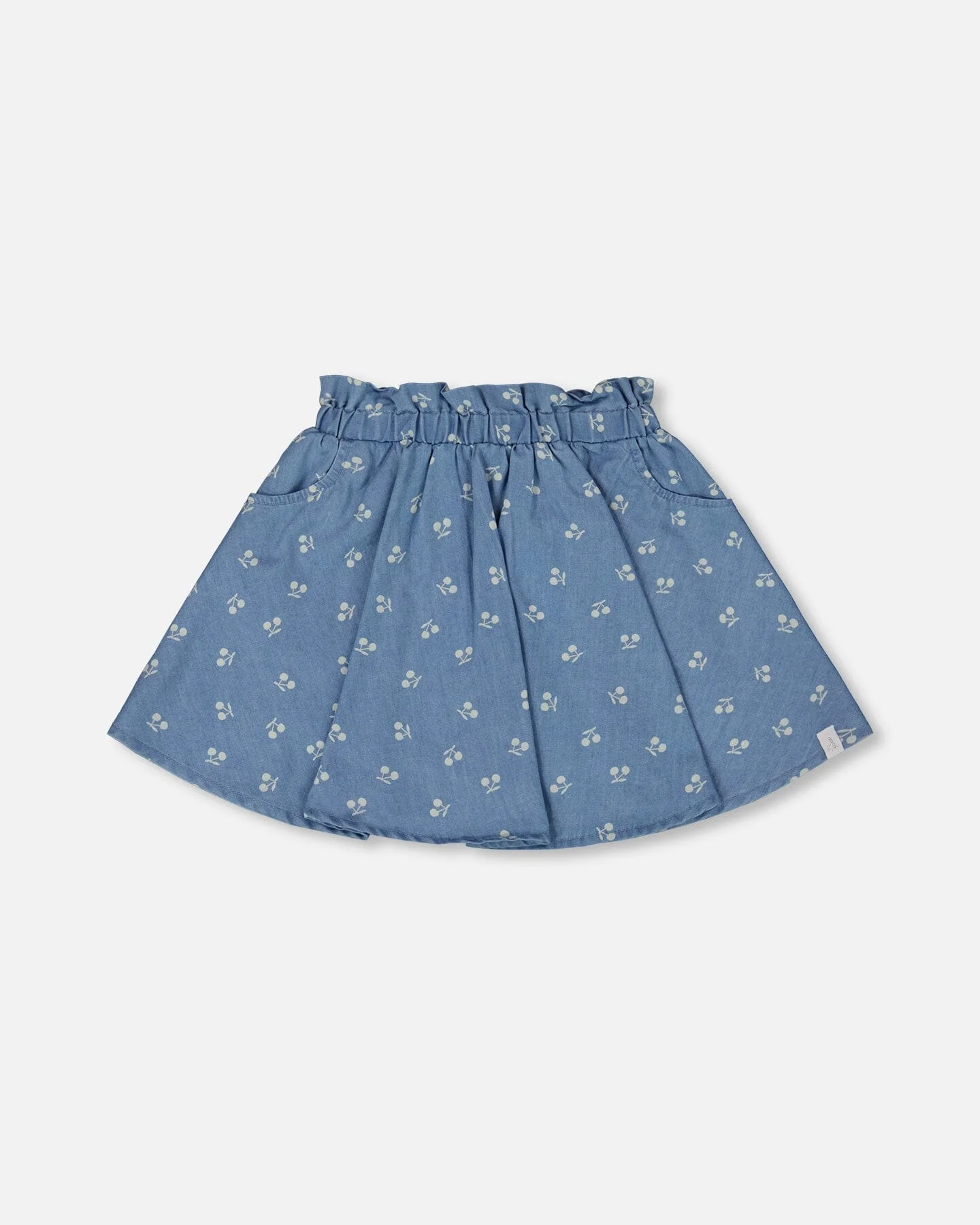 Printed Chambray Skort Blue And White Cherries - Deux par Deux