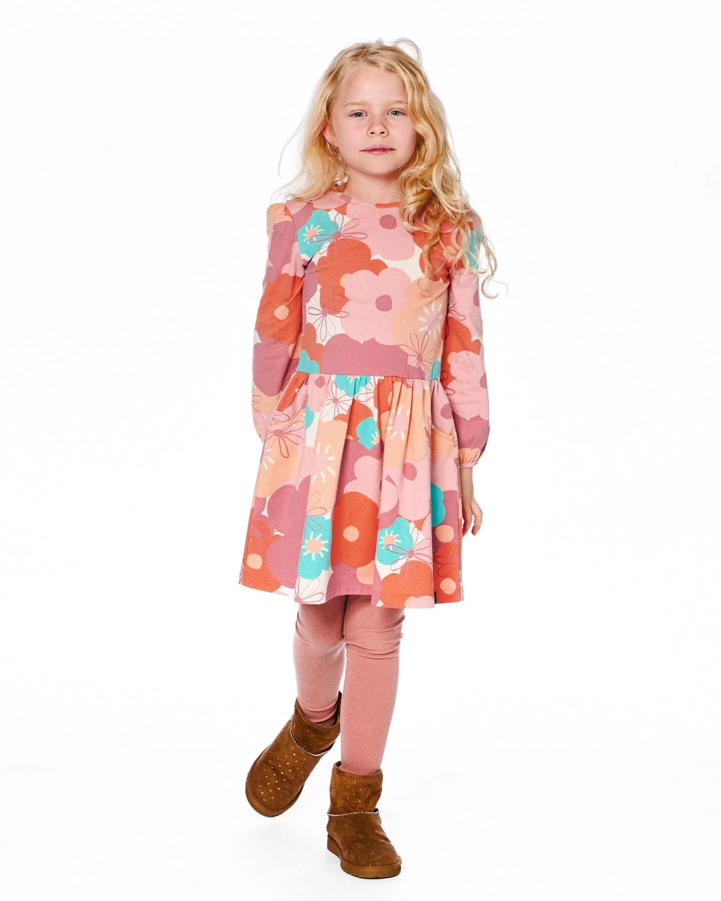 Organic Cotton Dress With Coral Flowers - Deux par Deux