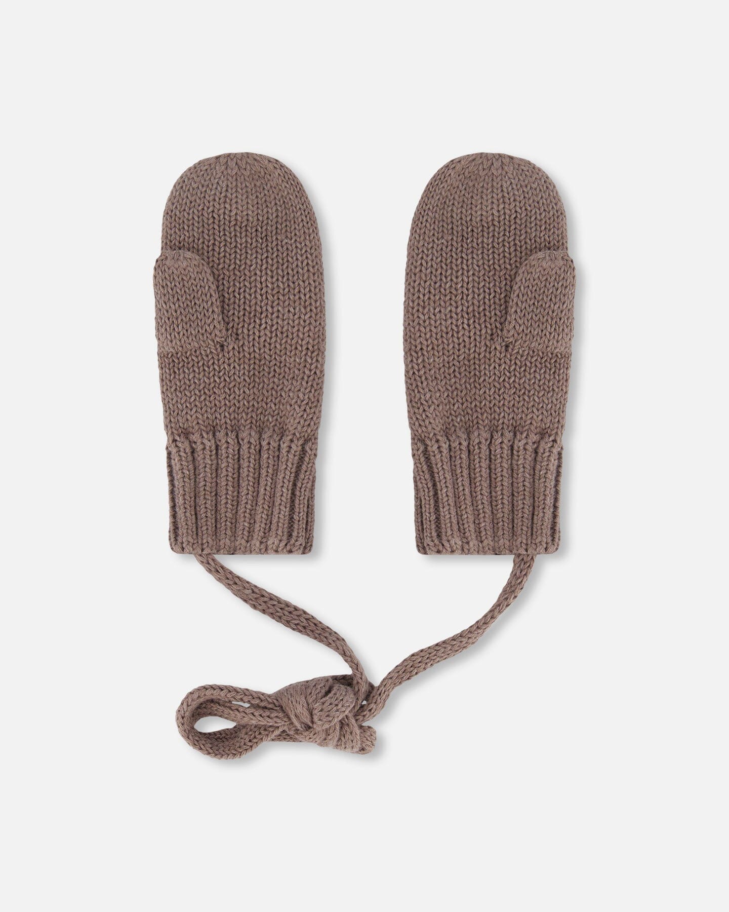 Baby Knit Mittens With String Taupe - Deux par Deux